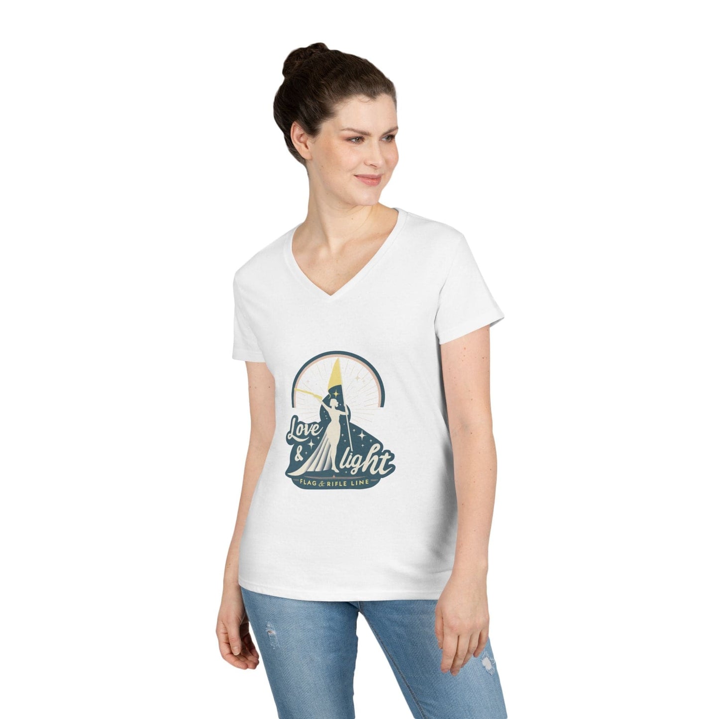 Printify Florida Villages of  Love & Light Color Guard (The Villages) V-Neck T-Shirt — Inspirational Women’s Graphic Tee