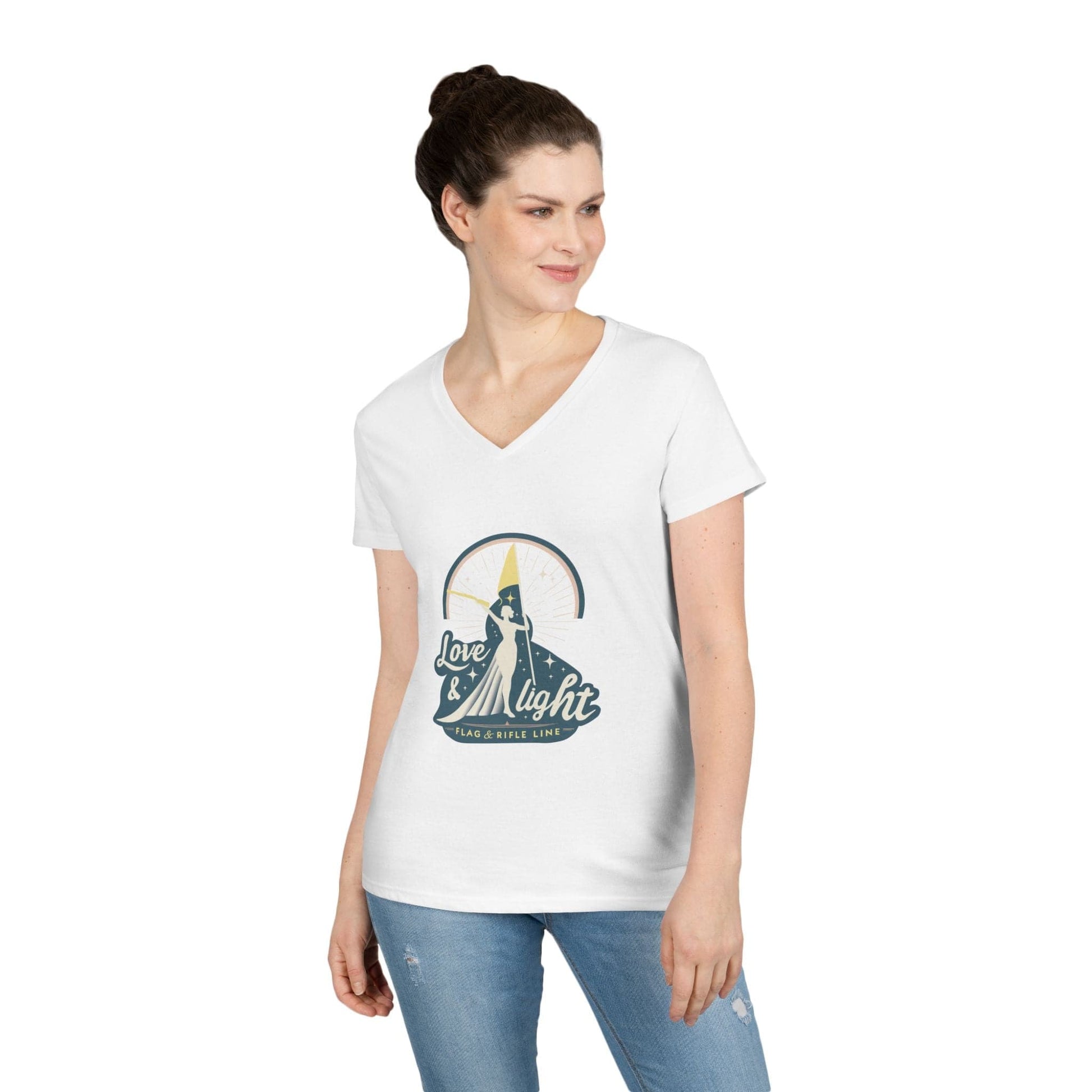Printify Florida Villages of  Love & Light Color Guard (The Villages) V-Neck T-Shirt — Inspirational Women’s Graphic Tee