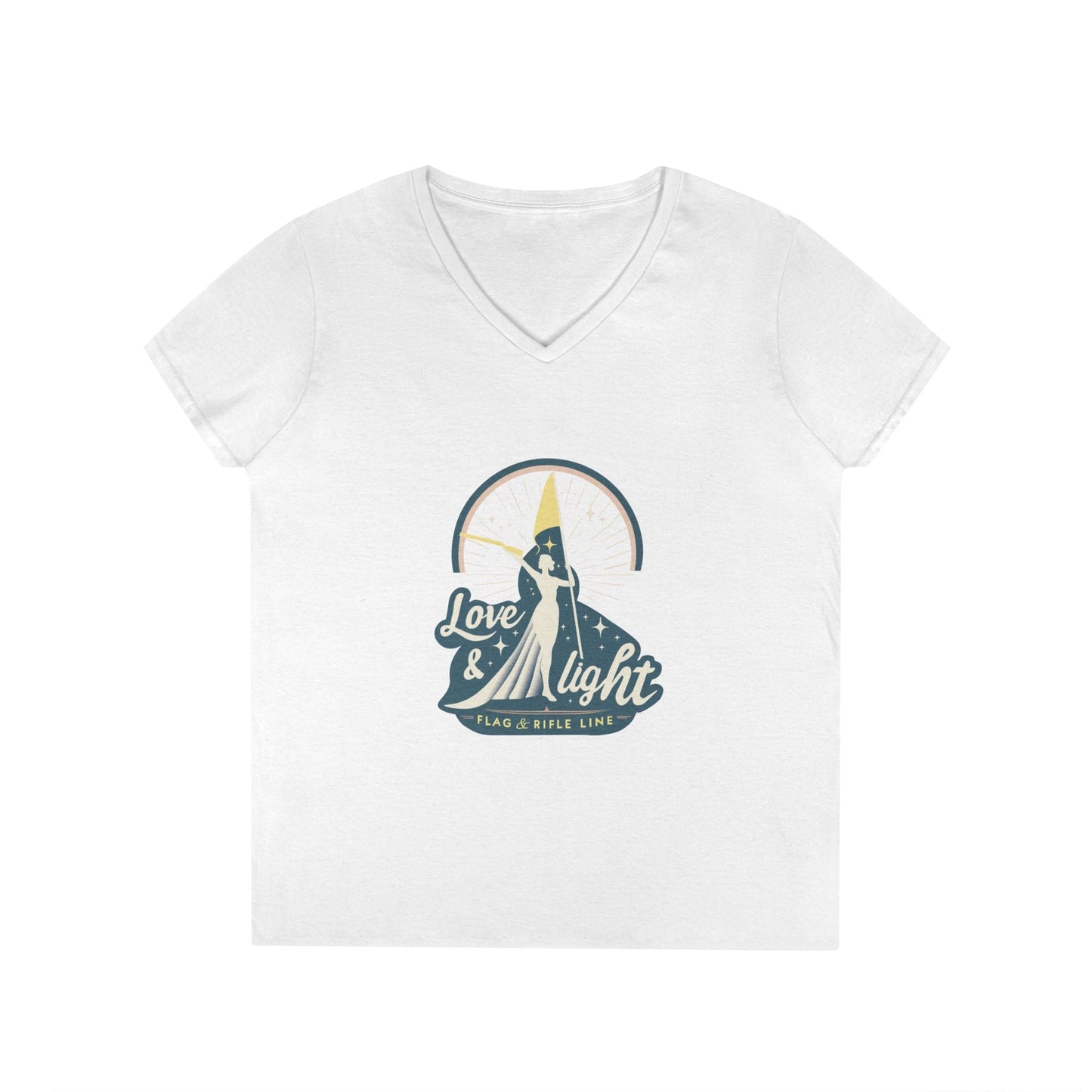 Printify Florida Villages of  Love & Light Color Guard (The Villages) V-Neck T-Shirt — Inspirational Women’s Graphic Tee