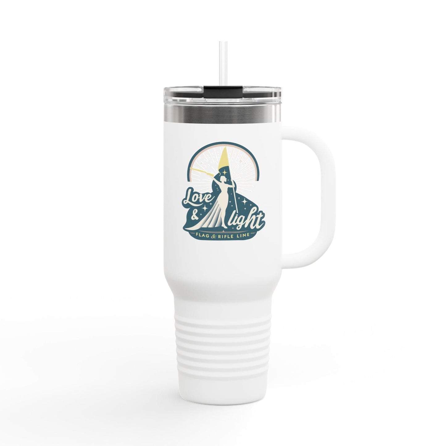 Printify Florida Villages of  Love & Light Flag & Rifle Line: Insulated Travel Mug 40oz
