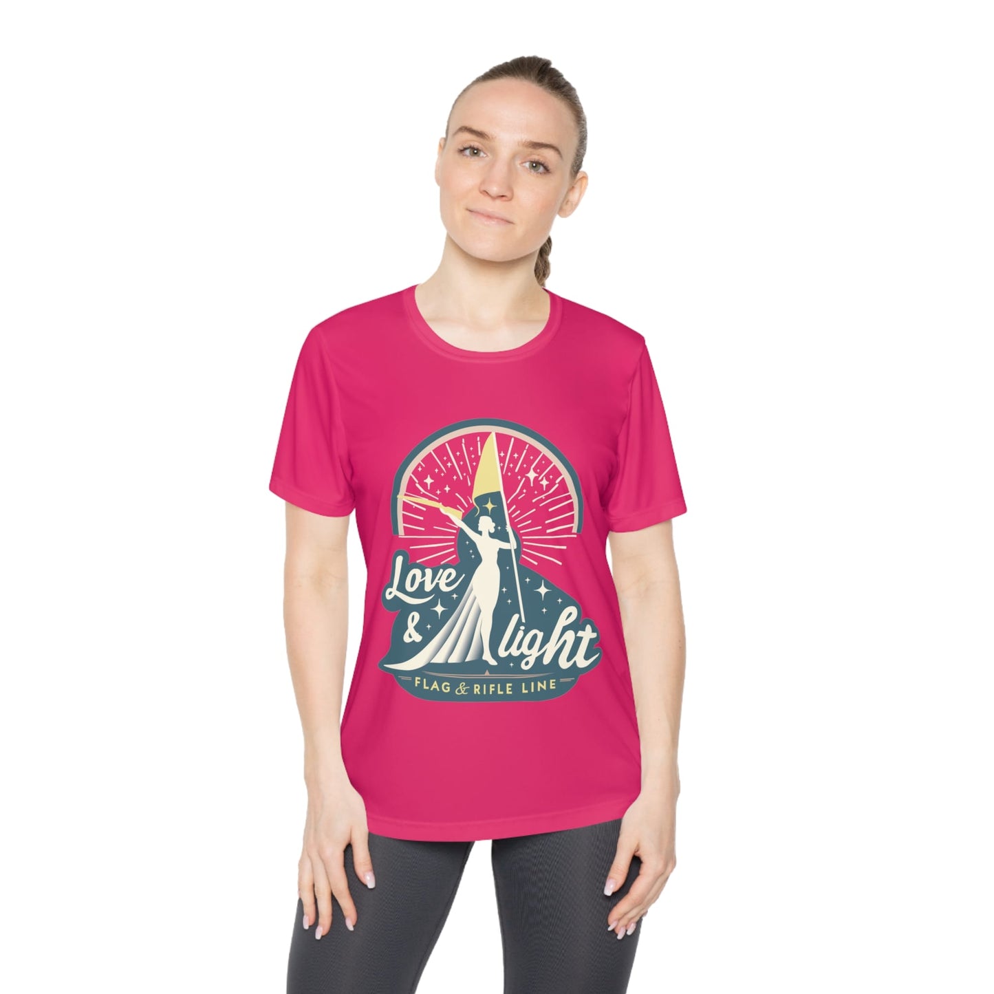 Printify Florida Villages of  Love & Light Ladies Wicking Tee — Flag & Rifle Line Graphic T‑Shirt