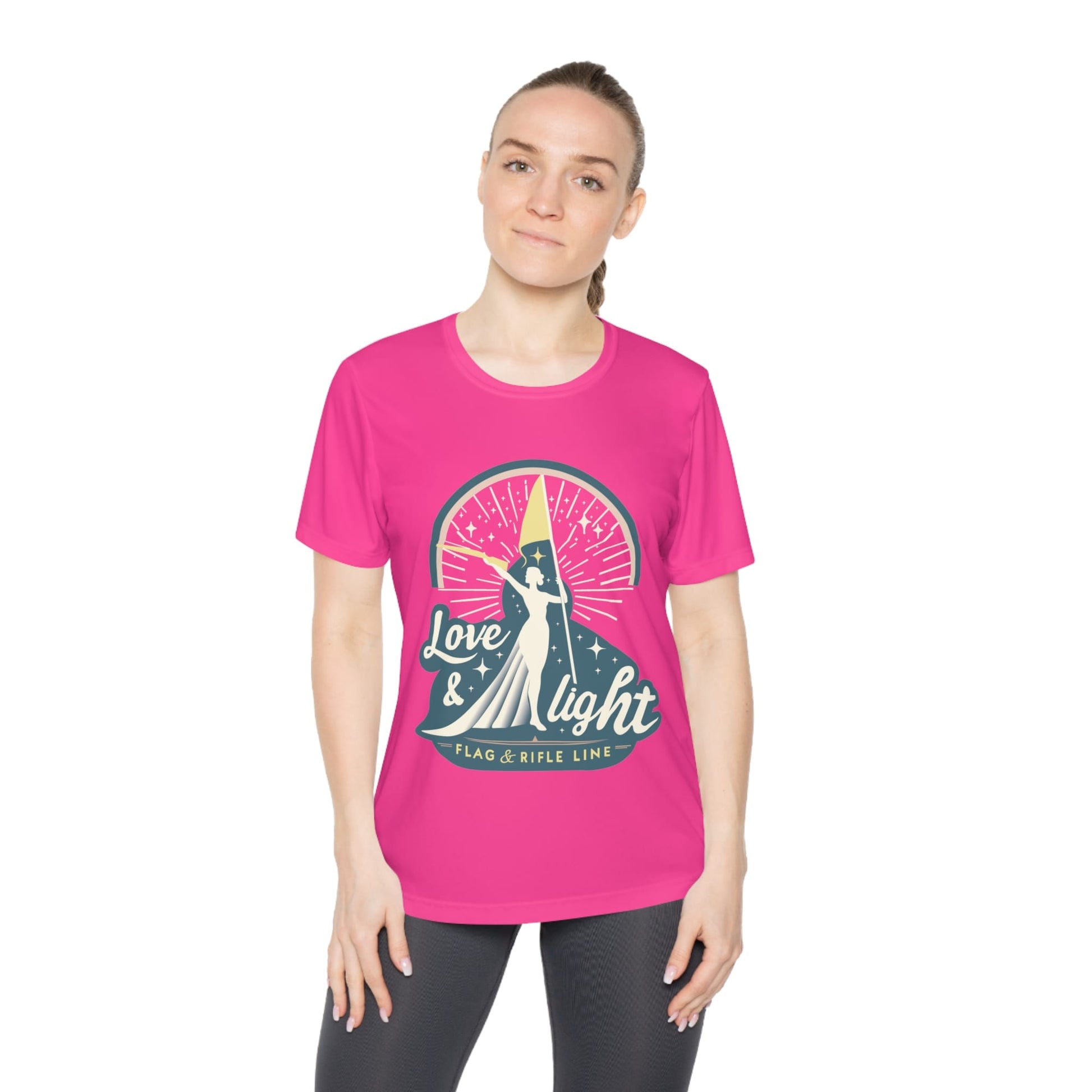 Printify Florida Villages of  Love & Light Ladies Wicking Tee — Flag & Rifle Line Graphic T‑Shirt