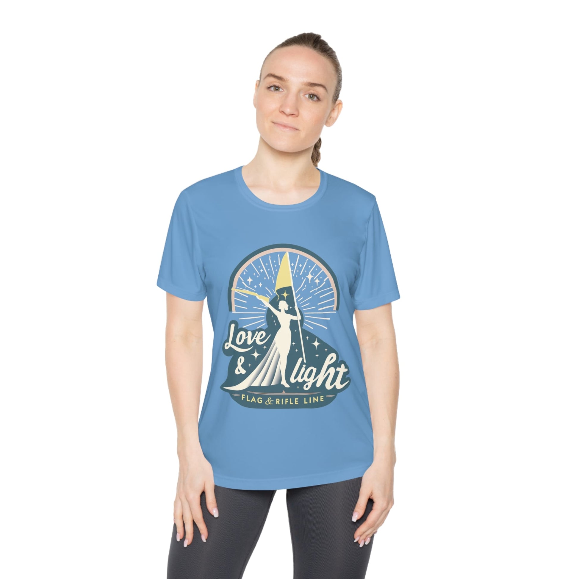 Printify Florida Villages of  Love & Light Ladies Wicking Tee — Flag & Rifle Line Graphic T‑Shirt