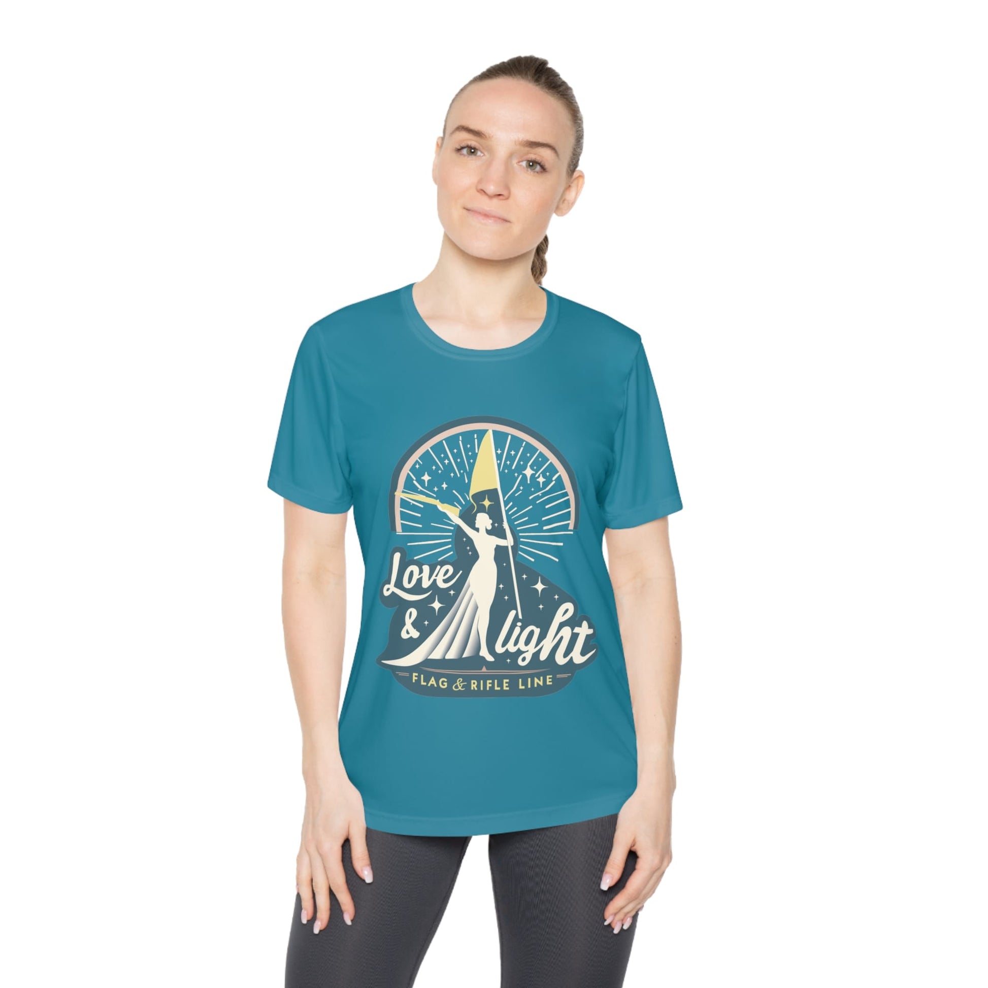 Printify Florida Villages of  Love & Light Ladies Wicking Tee — Flag & Rifle Line Graphic T‑Shirt