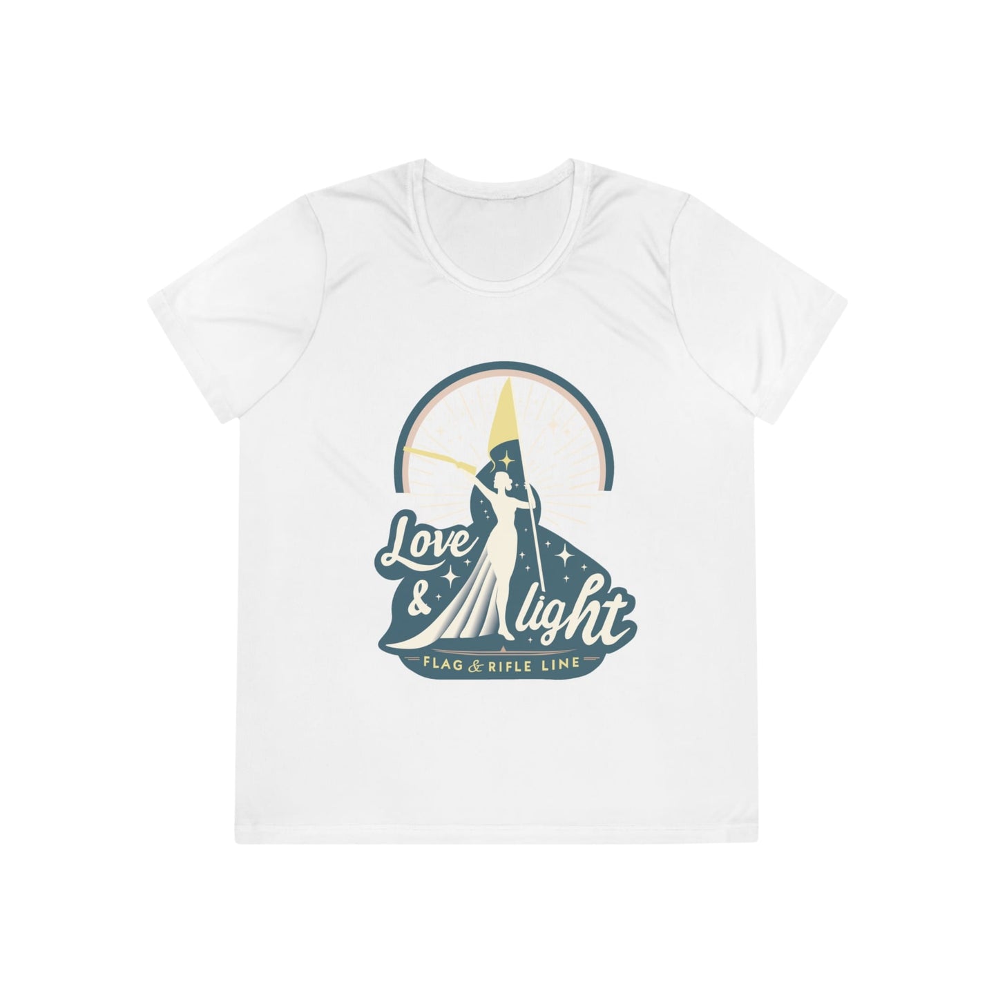 Printify Florida Villages of  Love & Light Ladies Wicking Tee — Flag & Rifle Line Graphic T‑Shirt