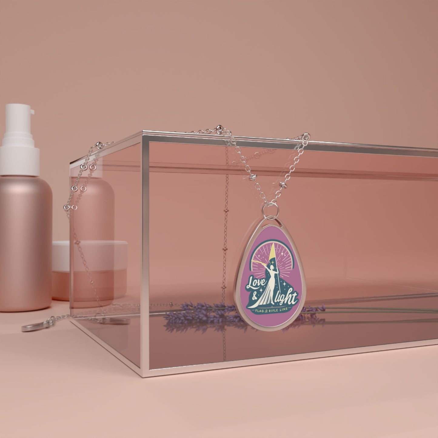 Printify Florida Villages of  Love & Light Oval Necklace — Inspirational Teardrop Pendant