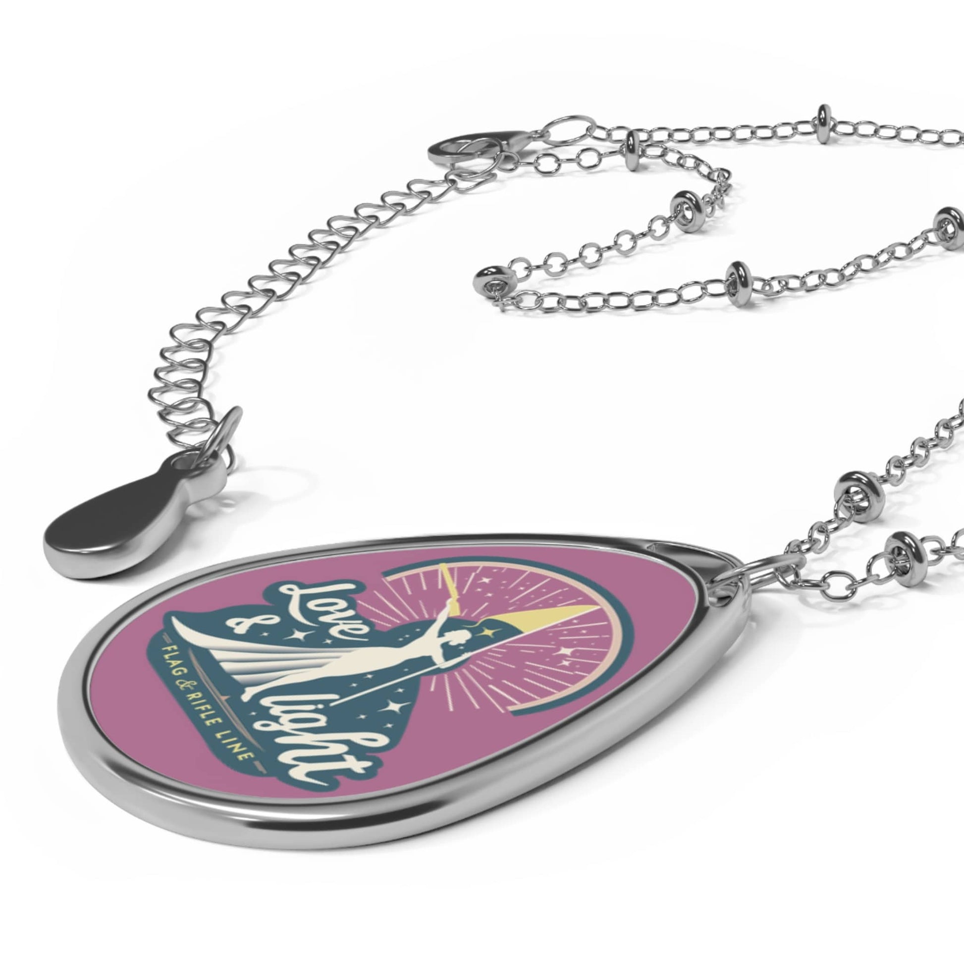 Printify Florida Villages of  Love & Light Oval Necklace — Inspirational Teardrop Pendant