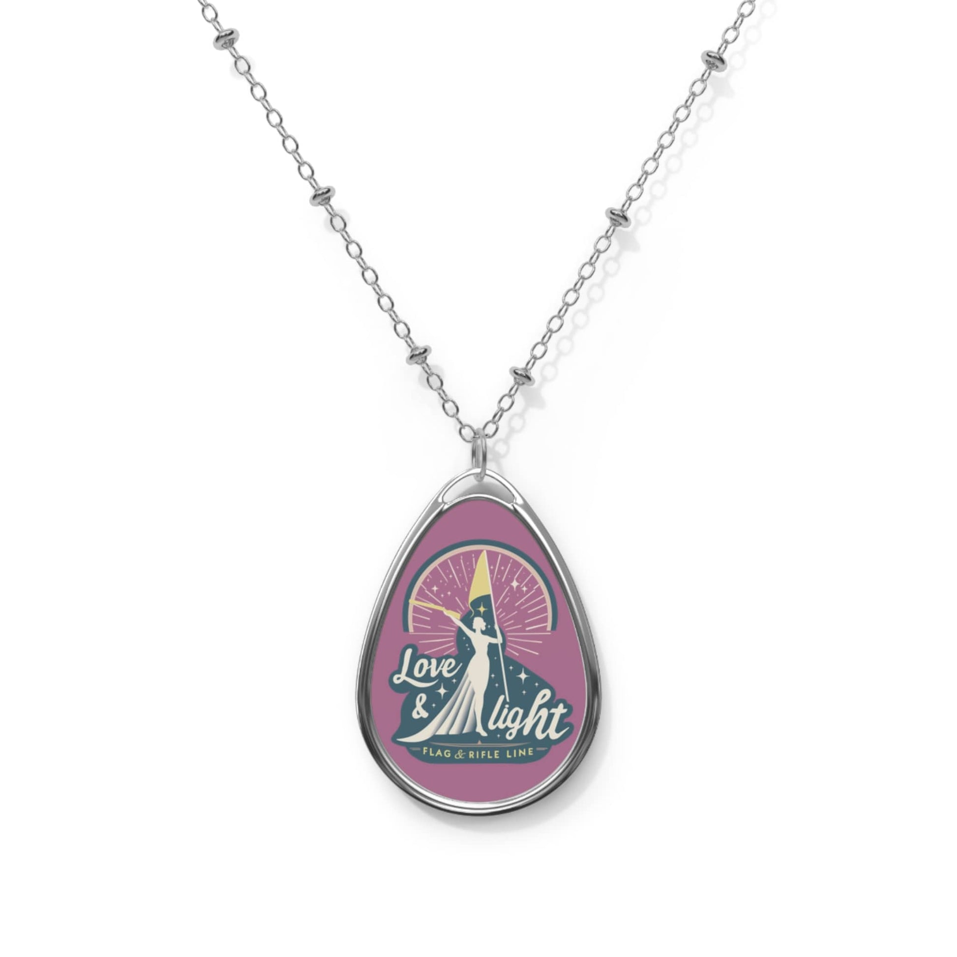 Printify Florida Villages of  Love & Light Oval Necklace — Inspirational Teardrop Pendant