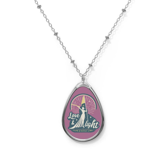Printify Florida Villages of  Love & Light Oval Necklace — Inspirational Teardrop Pendant