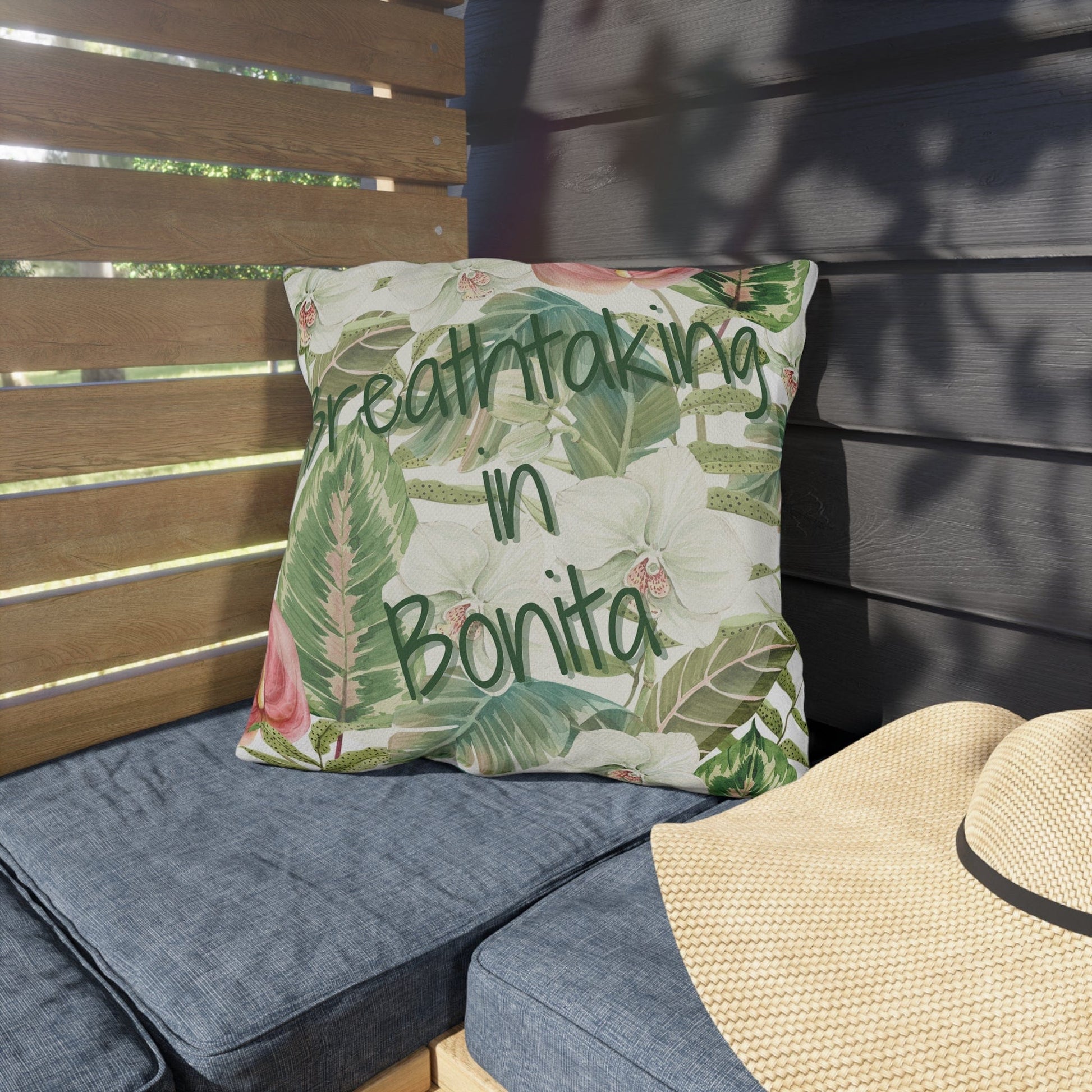 Take the 2nd Exit Florida Villages of  Outdoor Pillows (Green Lettering) - Bonita