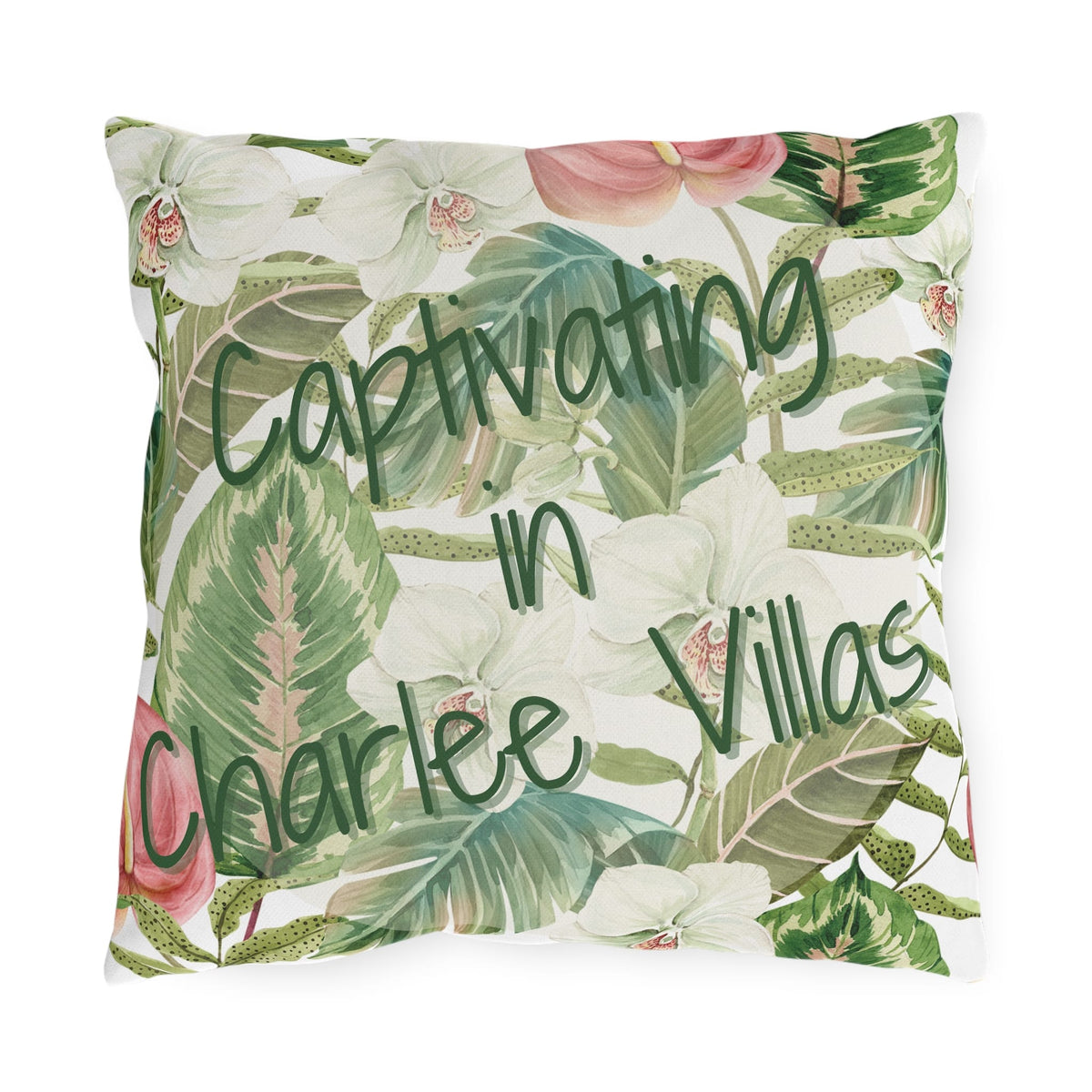 Printify Florida Villages of  Outdoor Pillows (Green Lettering) - Charlee Villas