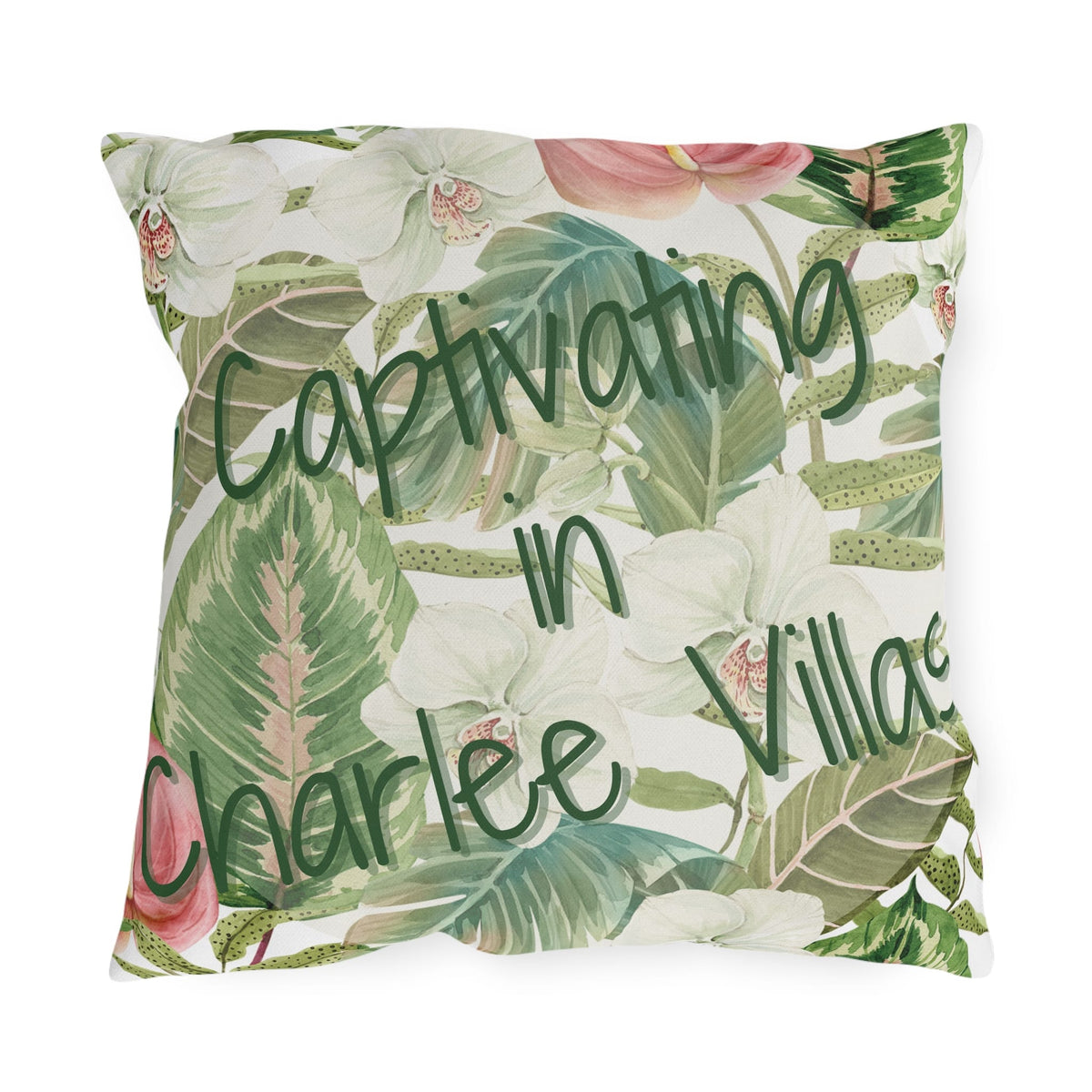 Printify Florida Villages of  Outdoor Pillows (Green Lettering) - Charlee Villas