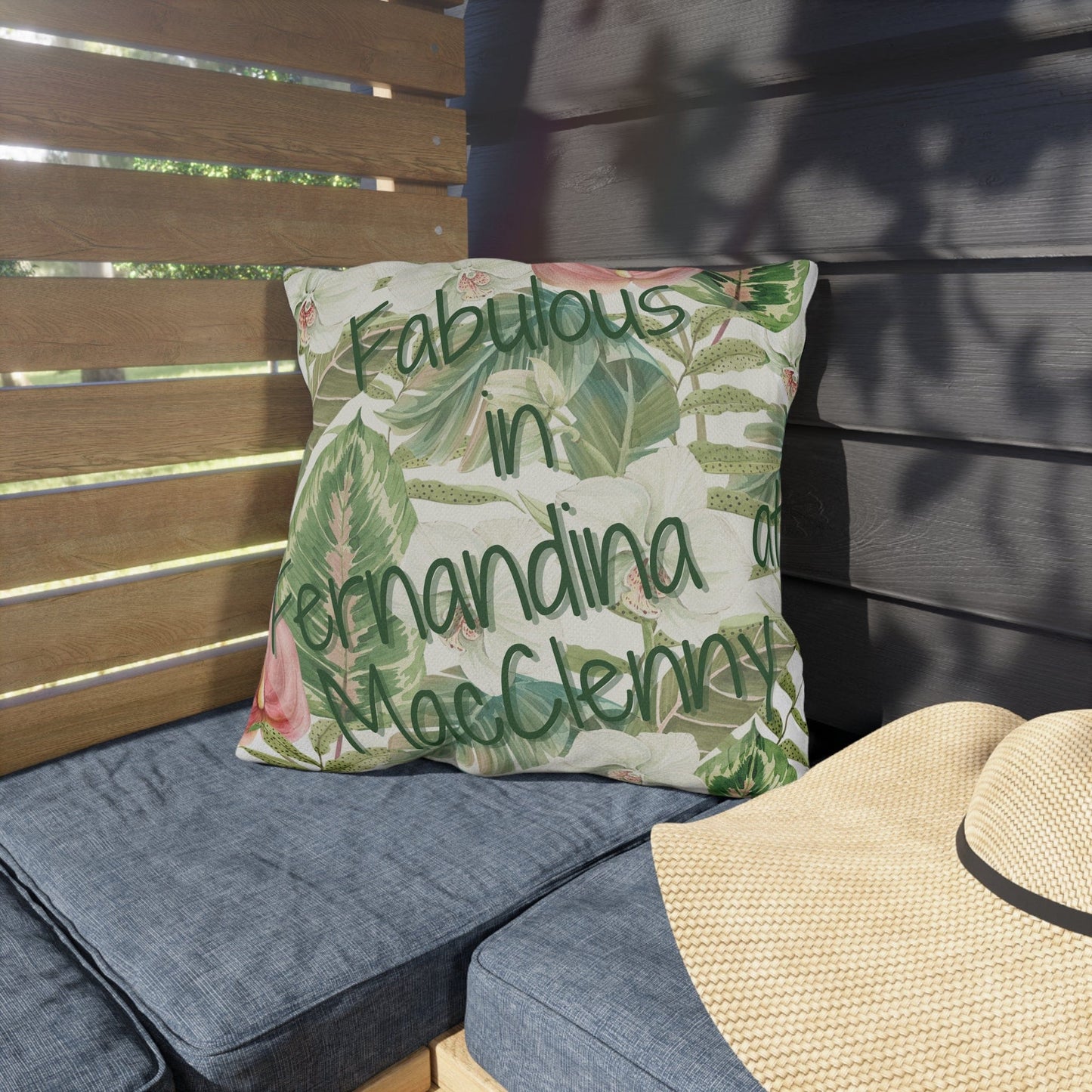 Take the 2nd Exit Florida Villages of  Outdoor Pillows (Green Lettering) - Fernandina at MacClenny