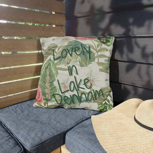 Take the 2nd Exit Florida Villages of  Outdoor Pillows (Green Lettering) - Lake Denham