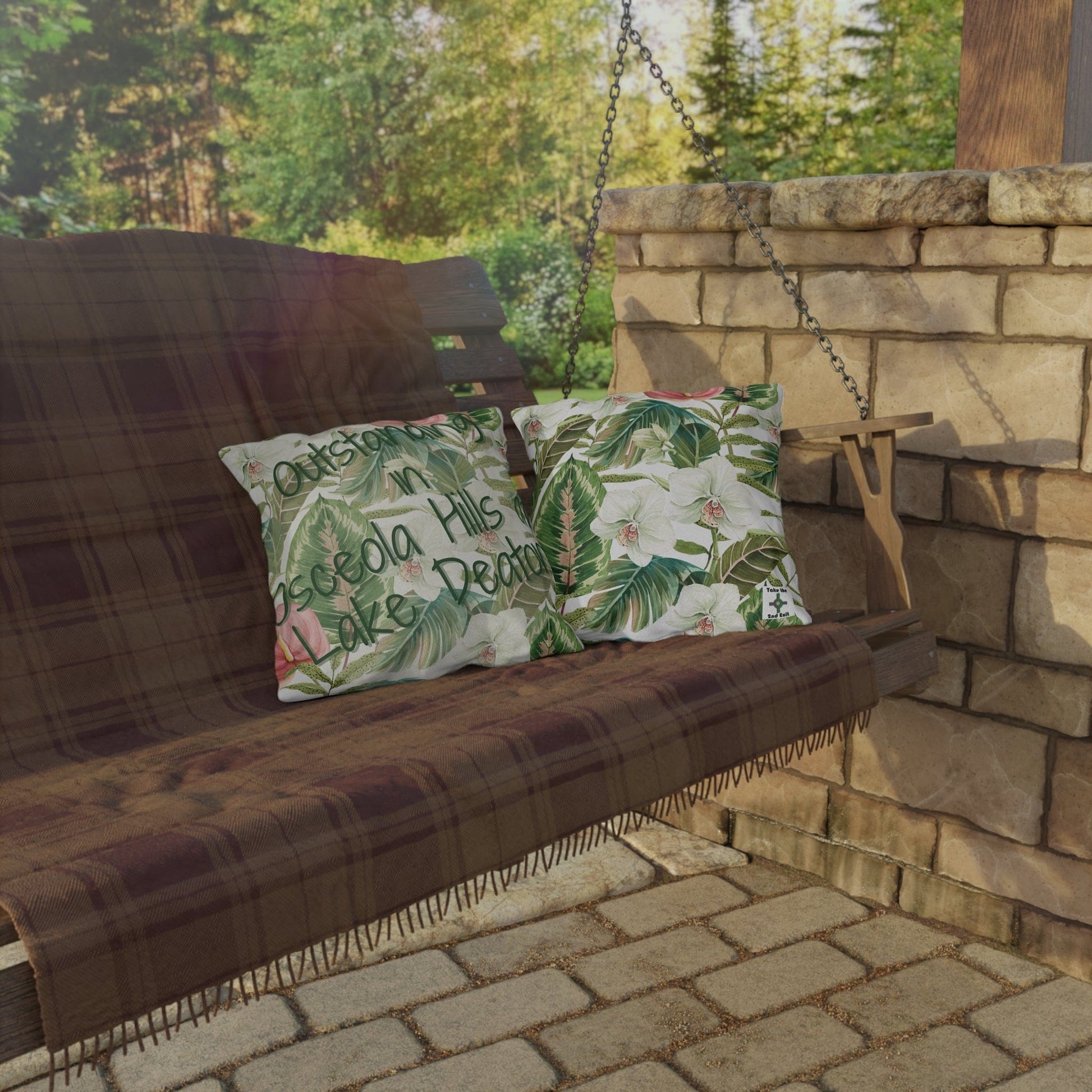 Take the 2nd Exit Florida Villages of  Outdoor Pillows (Green Lettering) - Osceola Hills at Lake Deaton