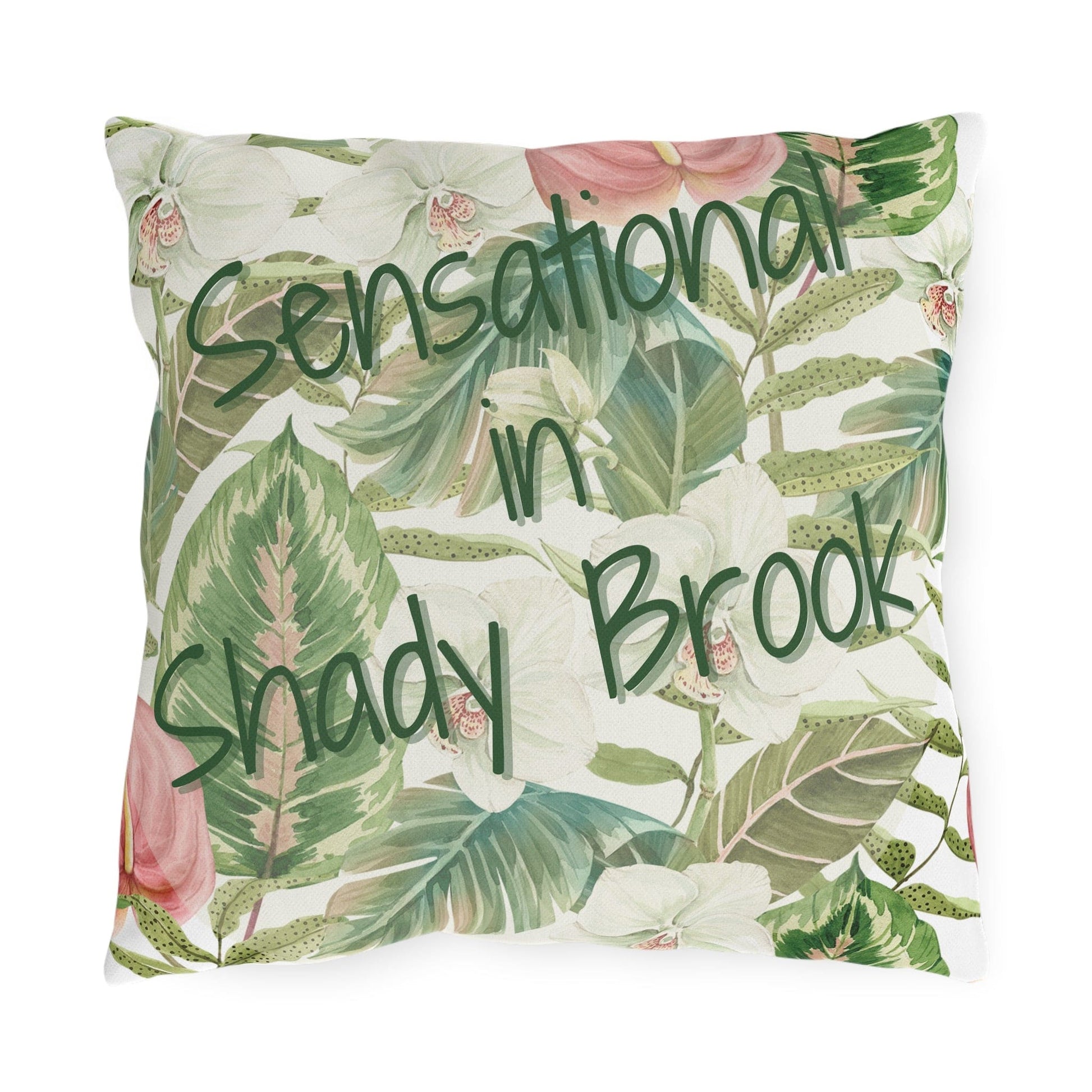 Printify Florida Villages of  Outdoor Pillows (Green Lettering) - Shady Brook
