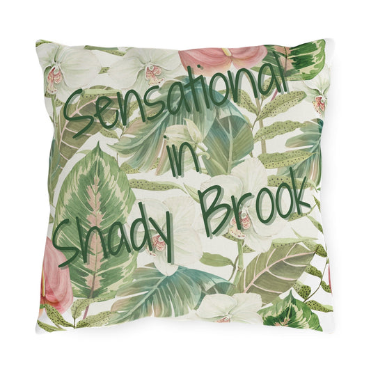 Printify Florida Villages of  Outdoor Pillows (Green Lettering) - Shady Brook