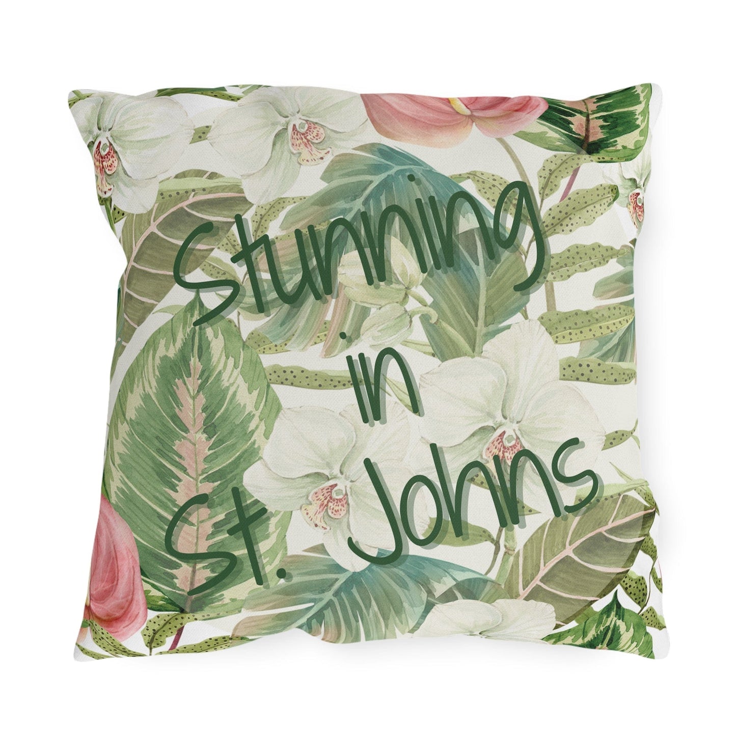 Printify Florida Villages of  Outdoor Pillows (Green Lettering) - St. Johns