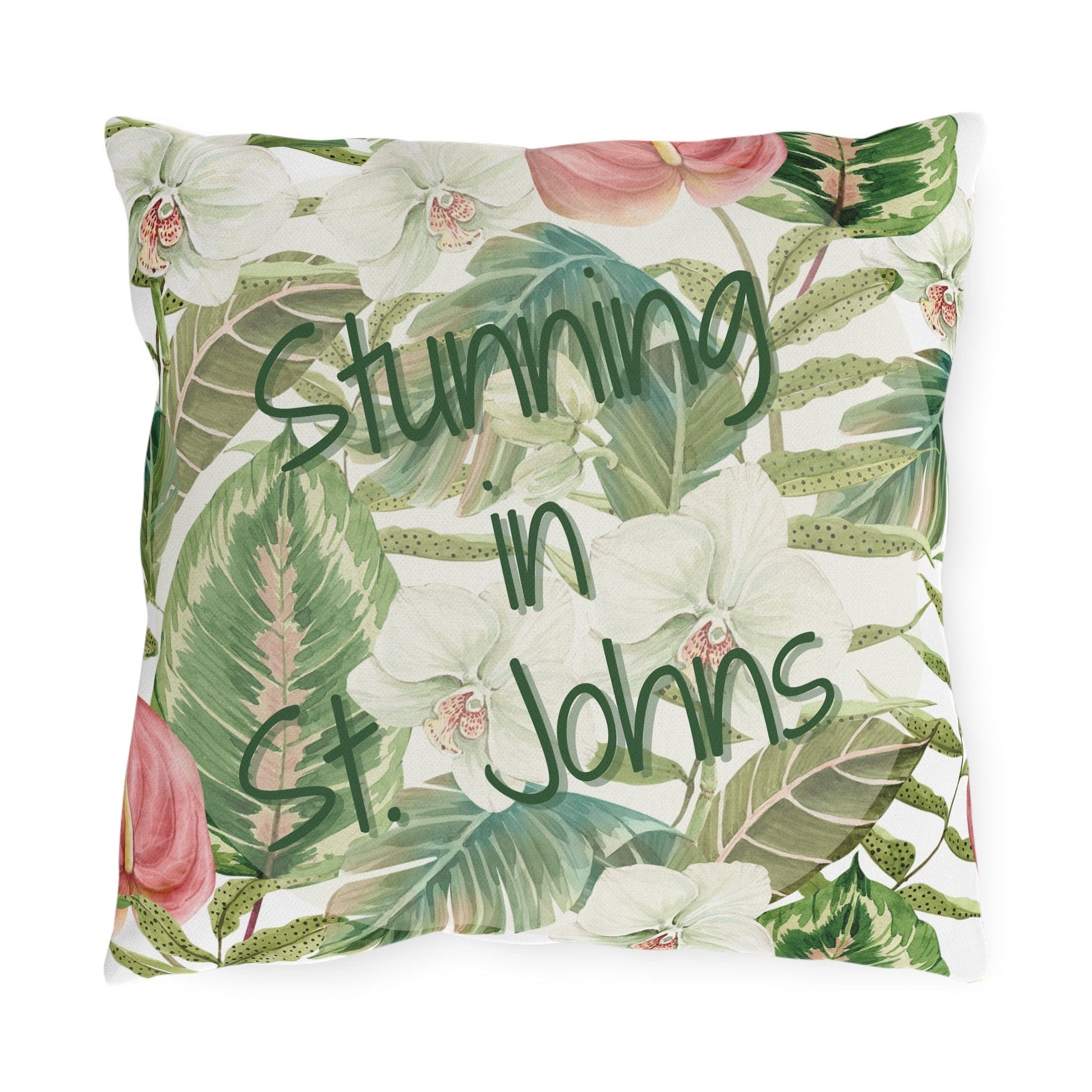 Printify Florida Villages of  Outdoor Pillows (Green Lettering) - St. Johns