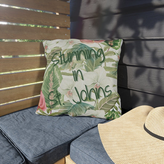 Printify Florida Villages of  Outdoor Pillows (Green Lettering) - St. Johns