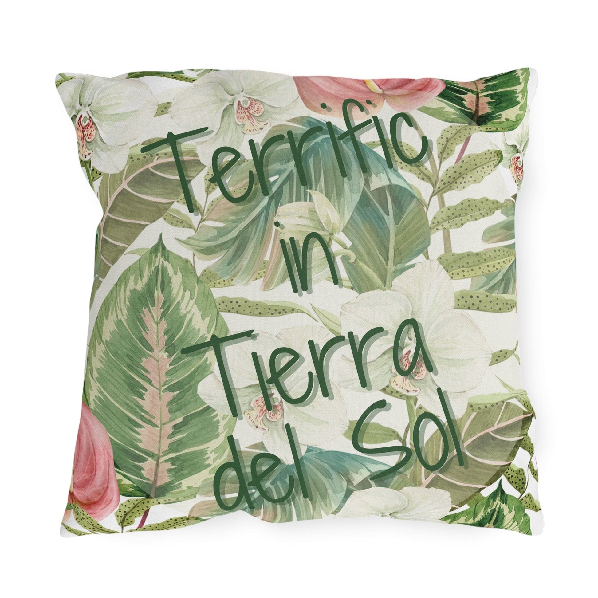 Printify Florida Villages of  Outdoor Pillows (Green Lettering) - Tierra del Sol