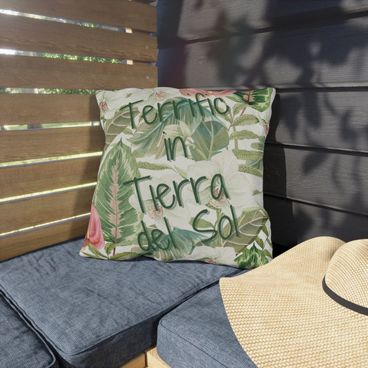 Printify Florida Villages of  Outdoor Pillows (Green Lettering) - Tierra del Sol