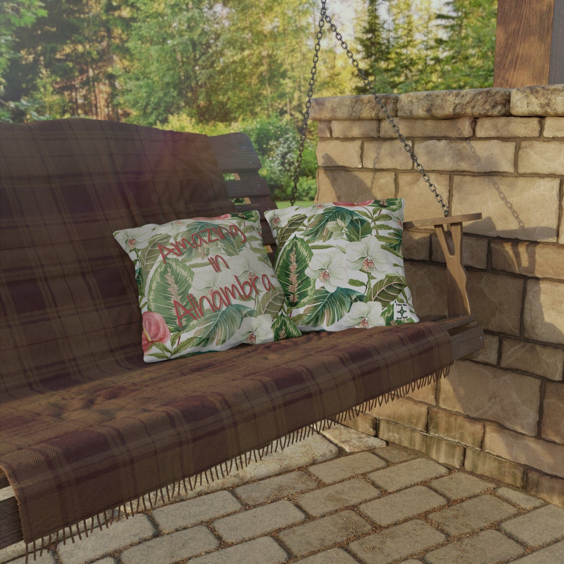 Take the 2nd Exit Florida Villages of  Outdoor Pillows (Pink Lettering) - Alhambra