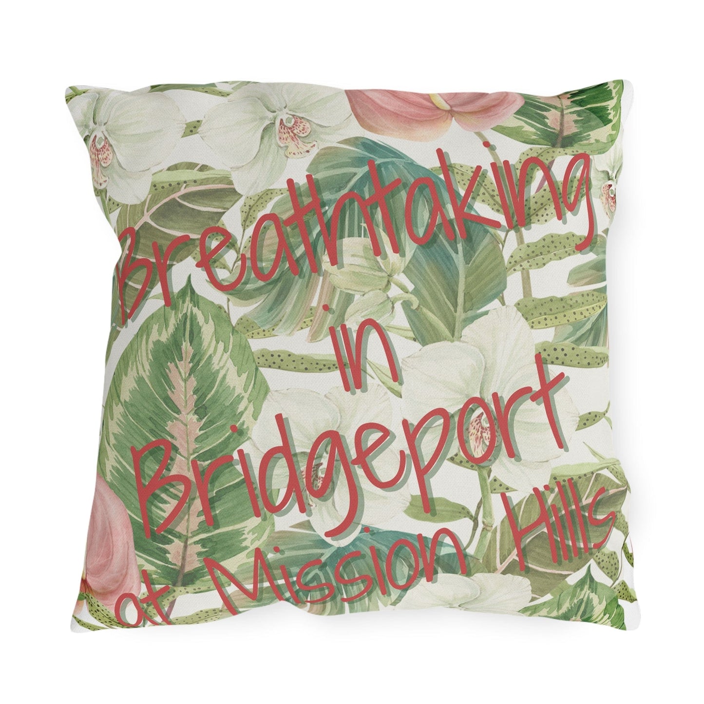 Take the 2nd Exit Florida Villages of  Outdoor Pillows (Pink Lettering) - Bridgeport at Mission Hills