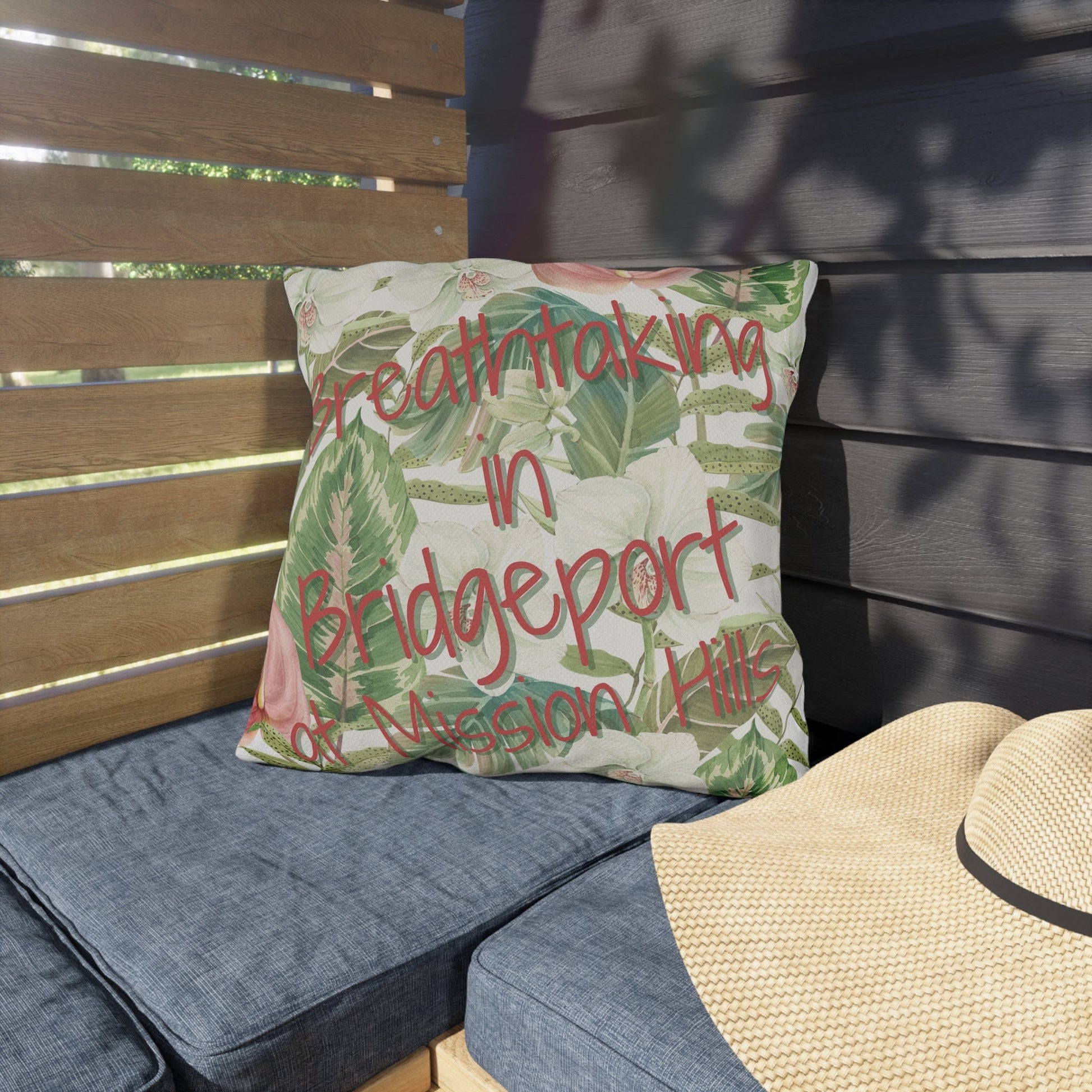 Take the 2nd Exit Florida Villages of  Outdoor Pillows (Pink Lettering) - Bridgeport at Mission Hills