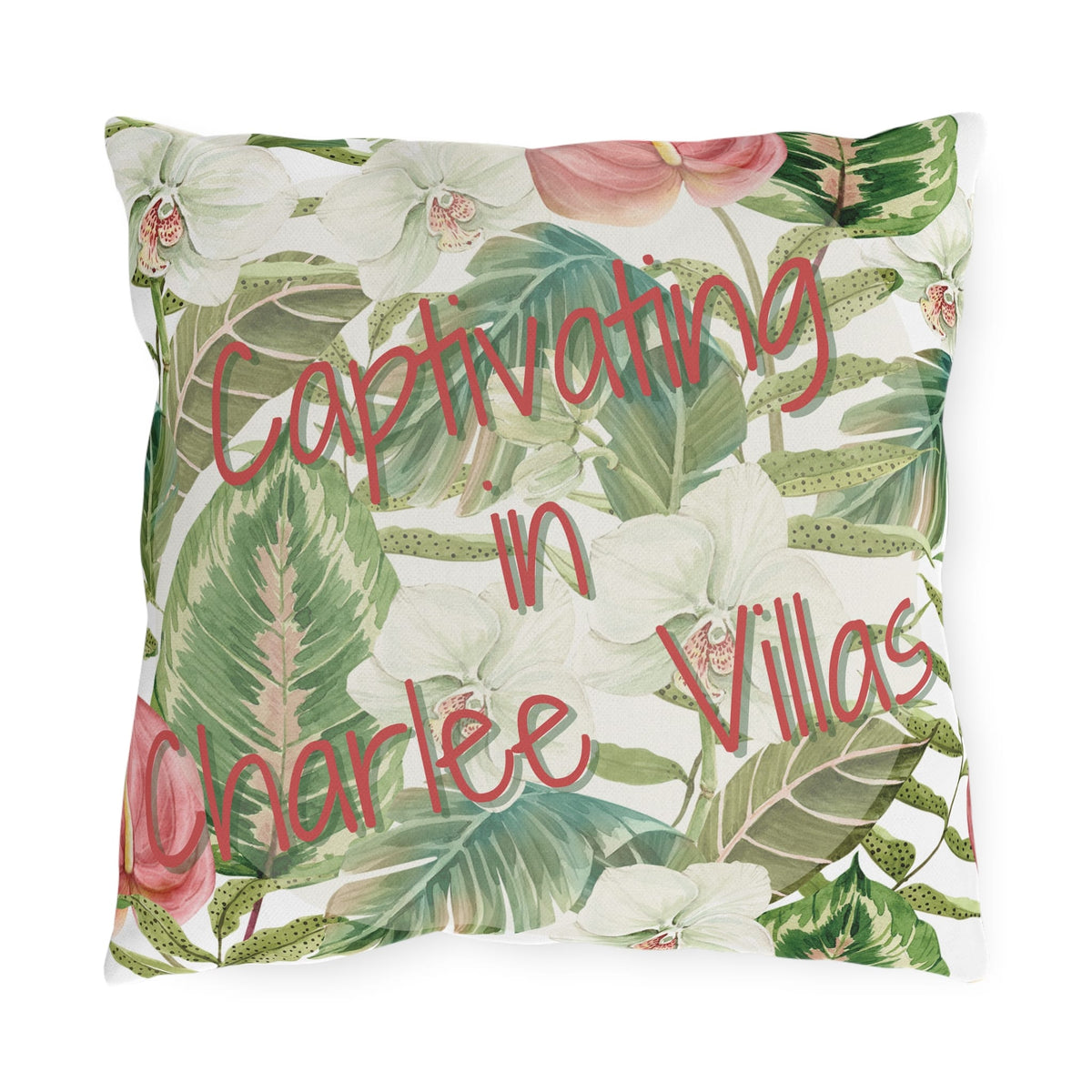 Printify Florida Villages of  Outdoor Pillows (Pink Lettering) - Charlee Villas
