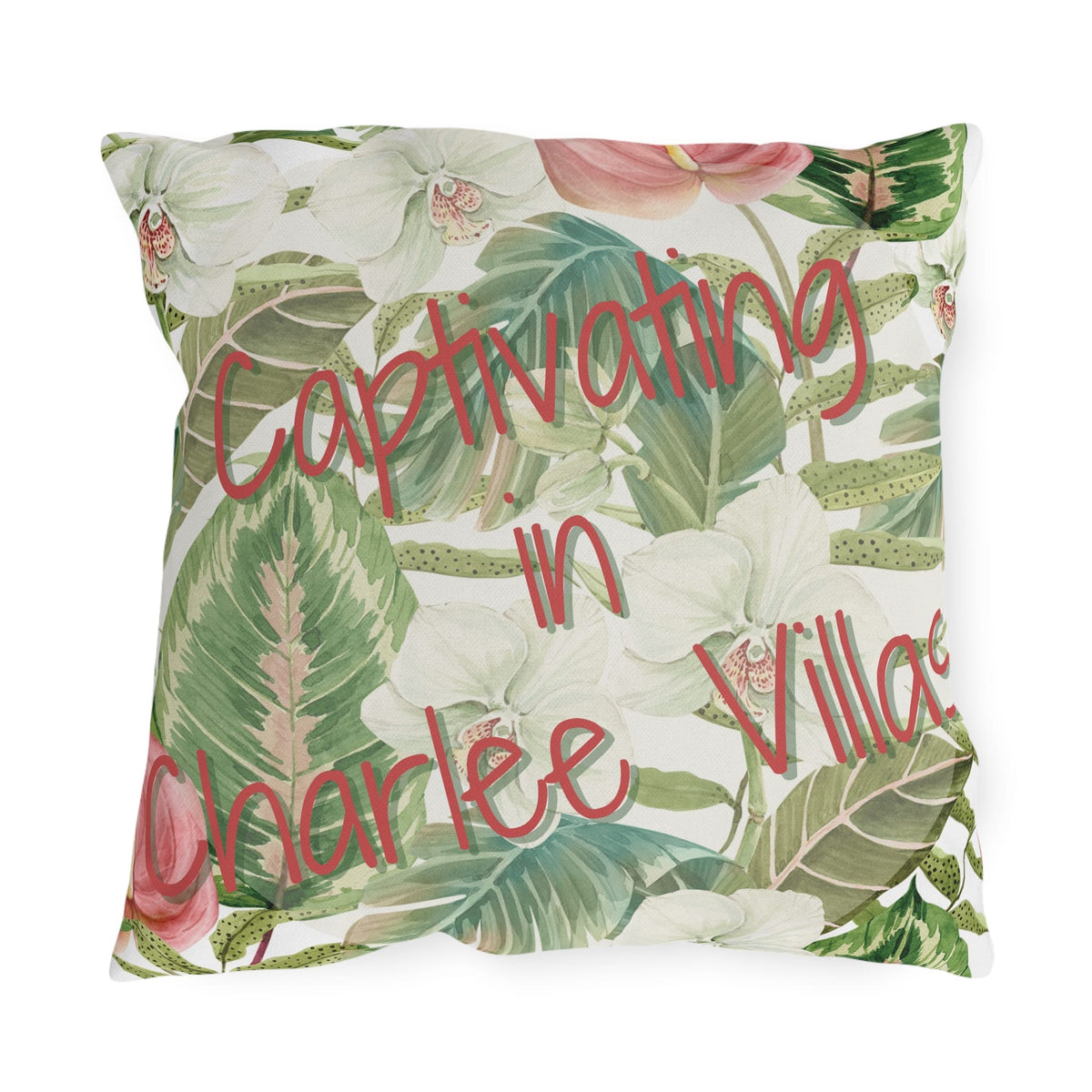 Printify Florida Villages of  Outdoor Pillows (Pink Lettering) - Charlee Villas