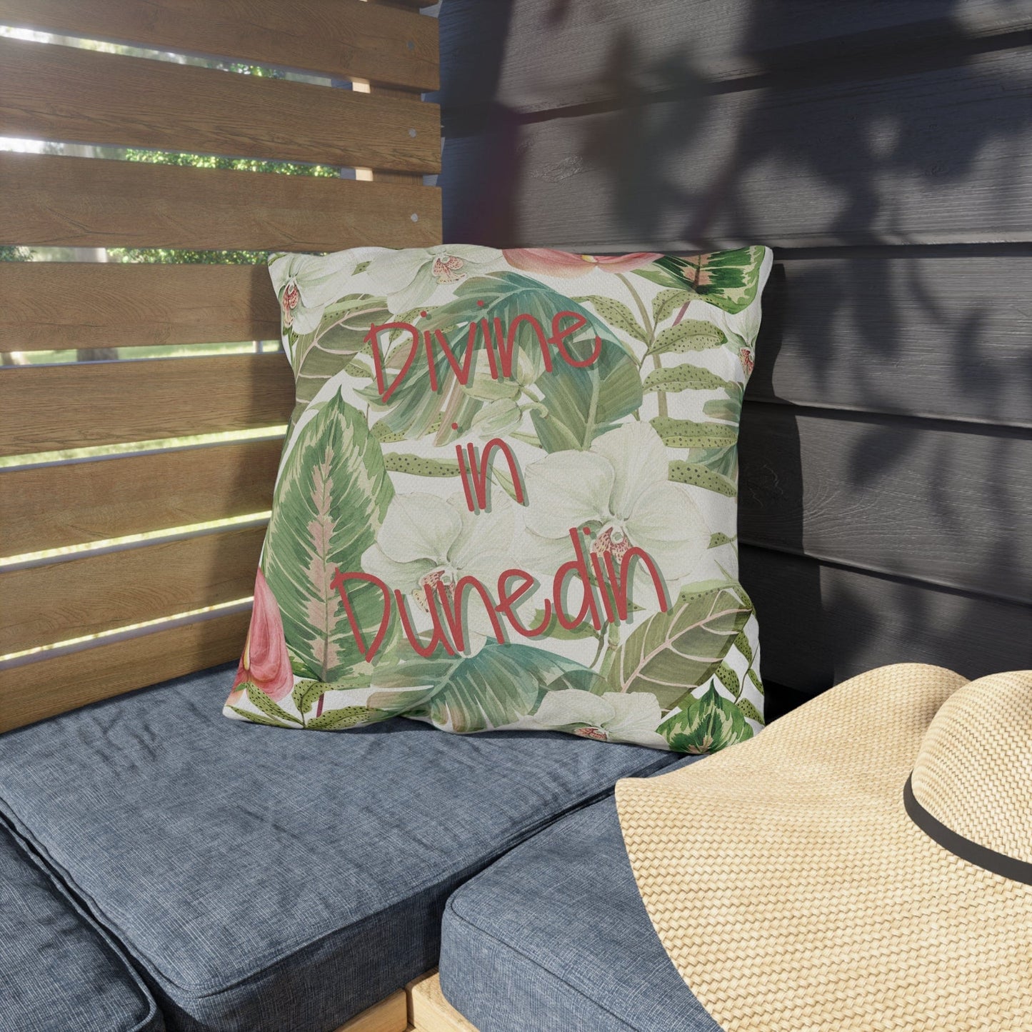 Take the 2nd Exit Florida Villages of  Outdoor Pillows (Pink Lettering) - Dunedin