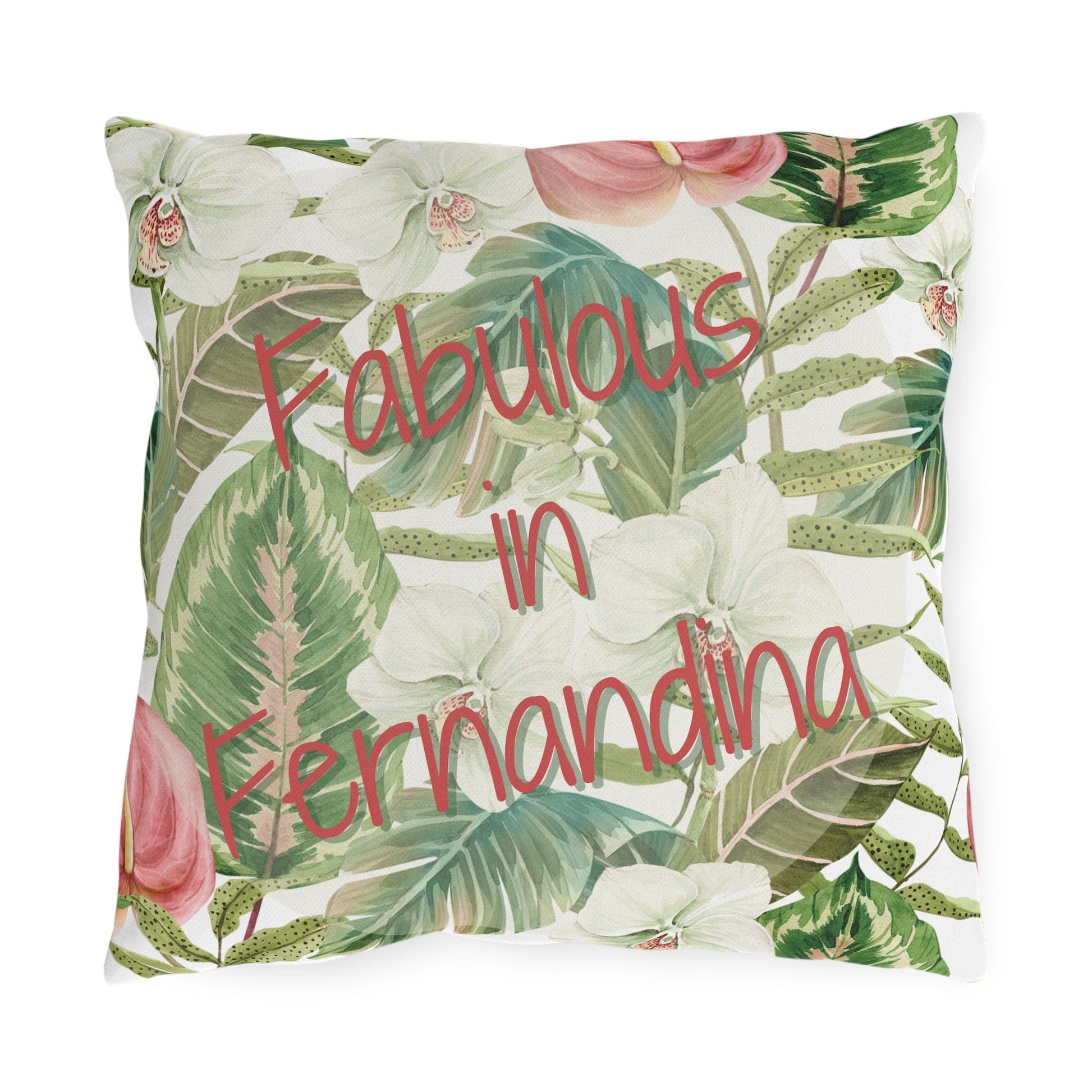 Take the 2nd Exit Florida Villages of  Outdoor Pillows (Pink Lettering) - Fernandina