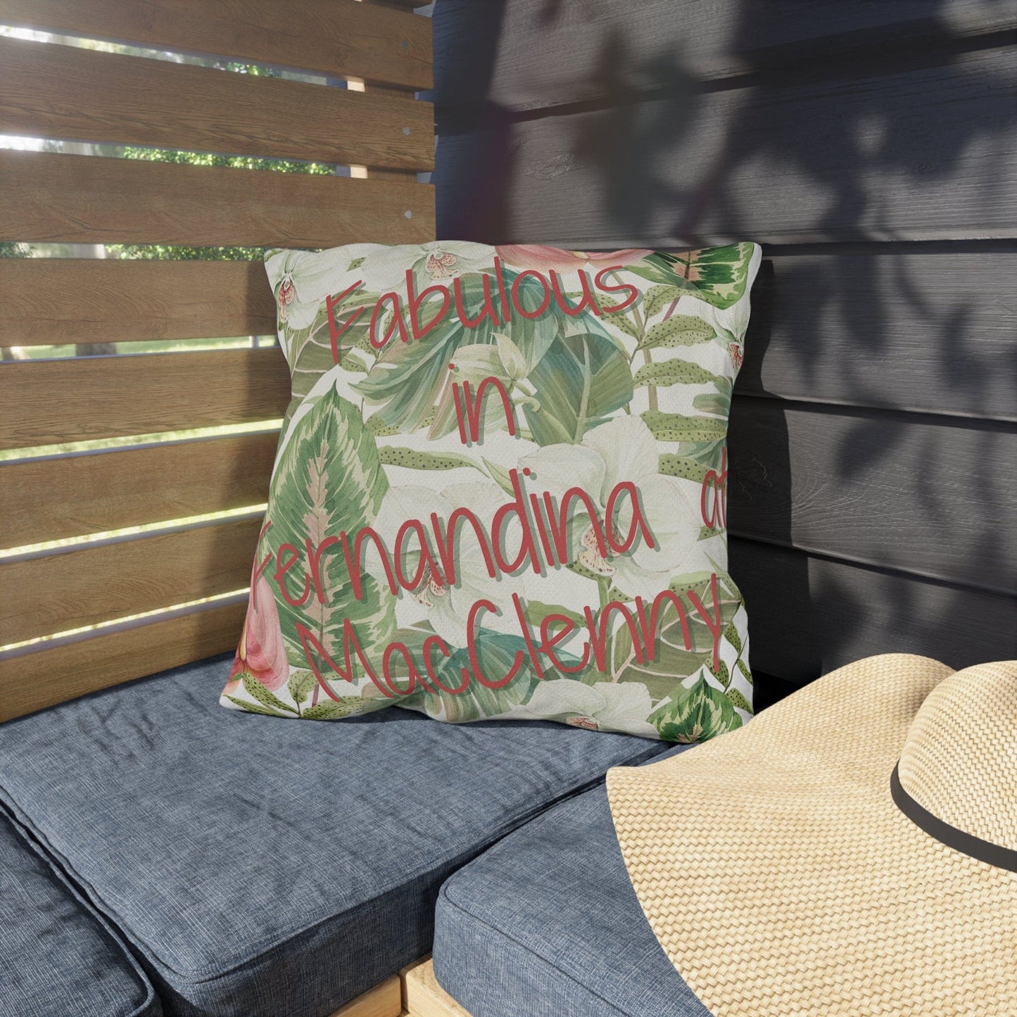 Take the 2nd Exit Florida Villages of  Outdoor Pillows (Pink Lettering) - Fernandina at MacClenny