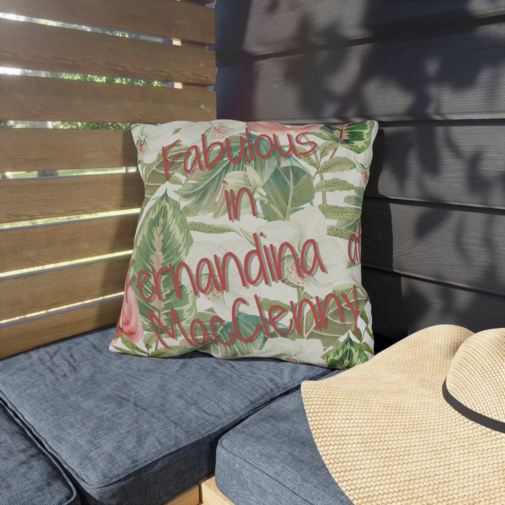 Take the 2nd Exit Florida Villages of  Outdoor Pillows (Pink Lettering) - Fernandina at MacClenny