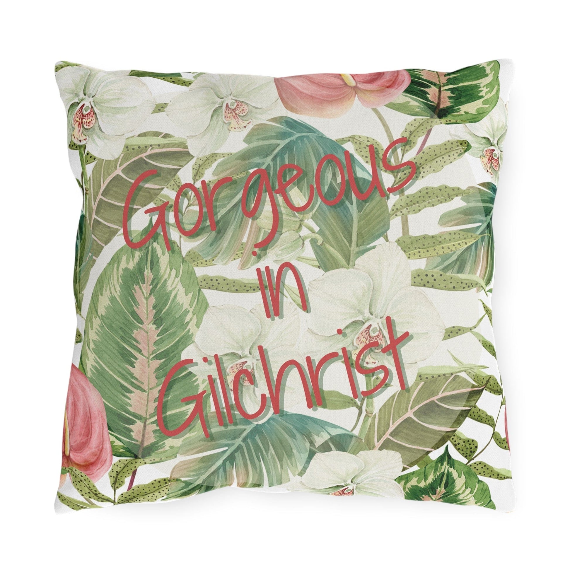 Take the 2nd Exit Florida Villages of  Outdoor Pillows (Pink Lettering) - Gilchrist