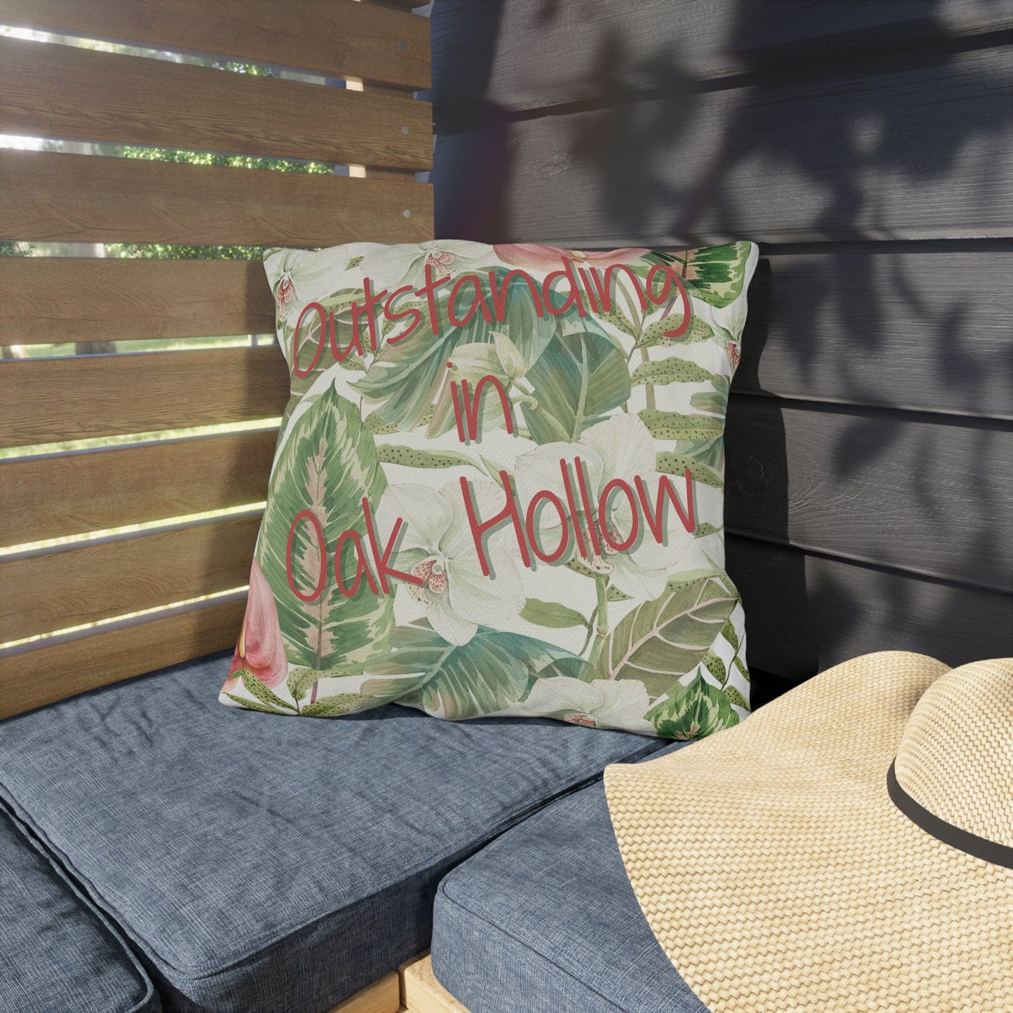 Printify Florida Villages of  Outdoor Pillows (Pink Lettering) - Oak Hollow