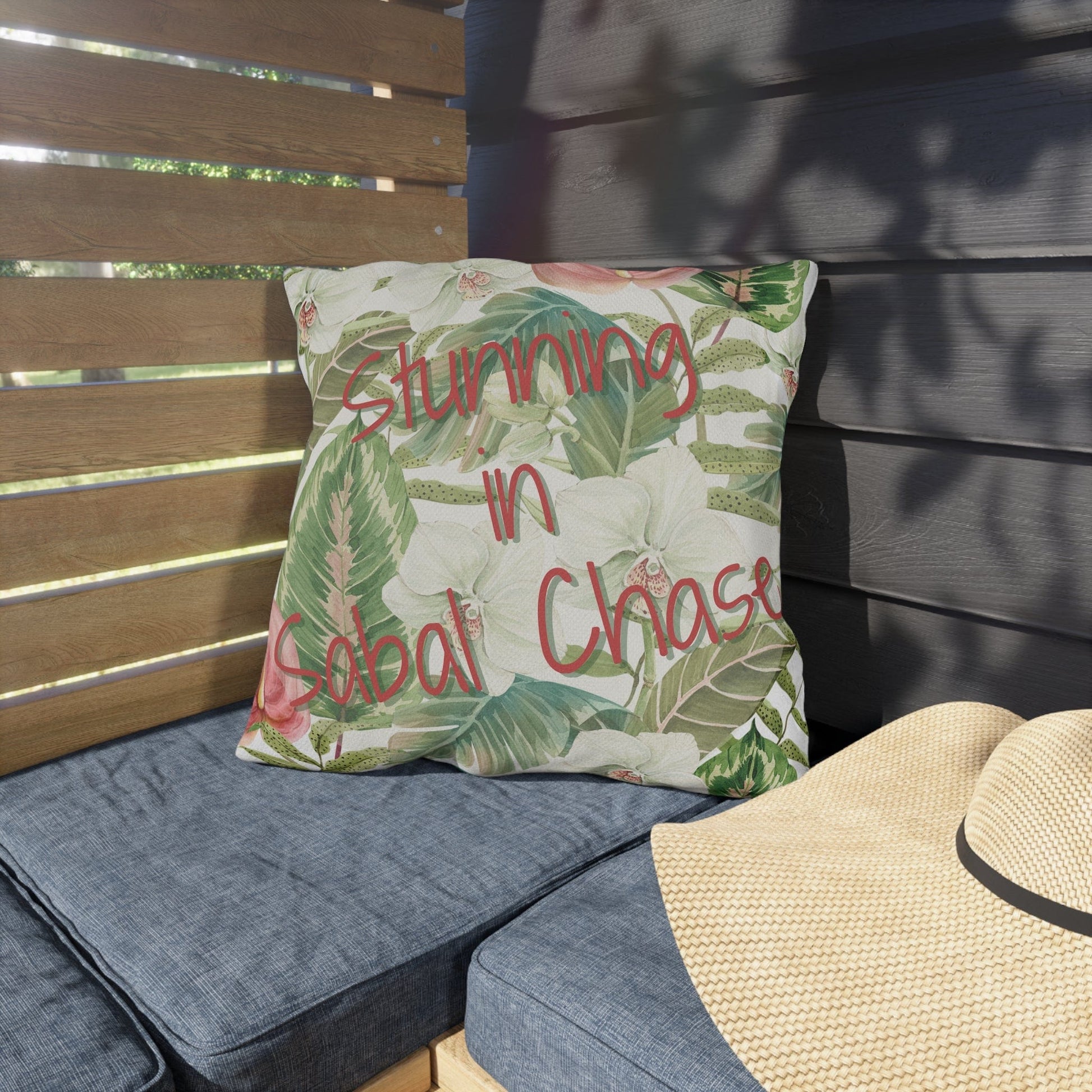 Take the 2nd Exit Florida Villages of  Outdoor Pillows (Pink Lettering) - Sabal Chase