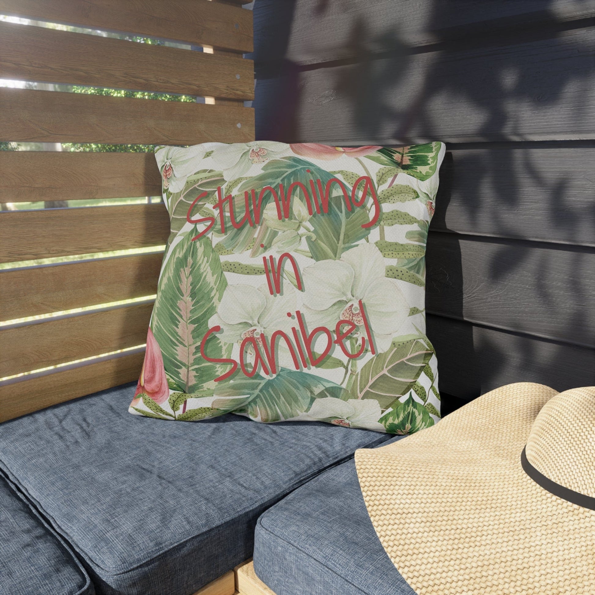 Take the 2nd Exit Florida Villages of  Outdoor Pillows (Pink Lettering) - Sanibel
