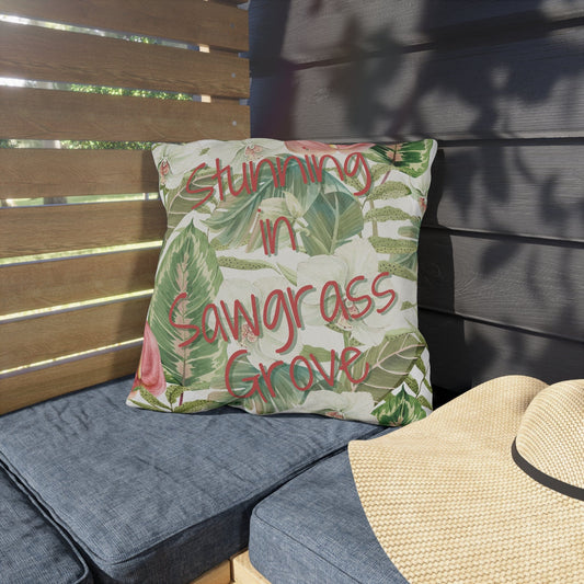 Take the 2nd Exit Florida Villages of  Outdoor Pillows (Pink Lettering) - Sawgrass Grove
