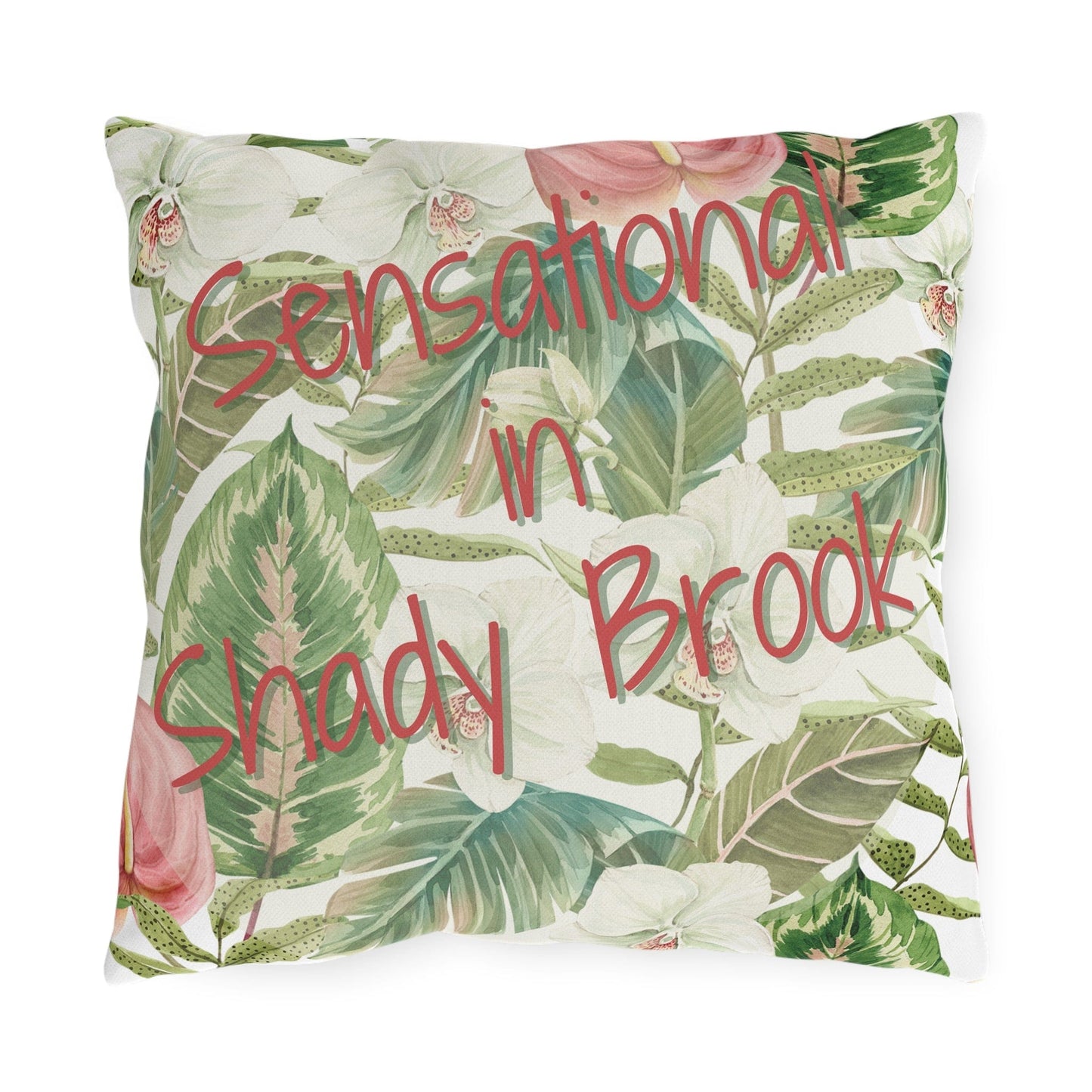 Printify Florida Villages of  Outdoor Pillows (Pink Lettering) - Shady Brook