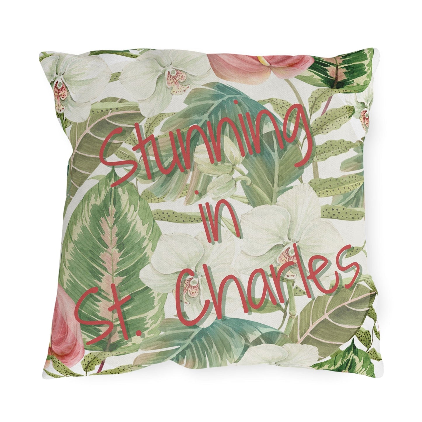 Take the 2nd Exit Florida Villages of  Outdoor Pillows (Pink Lettering) - St. Charles