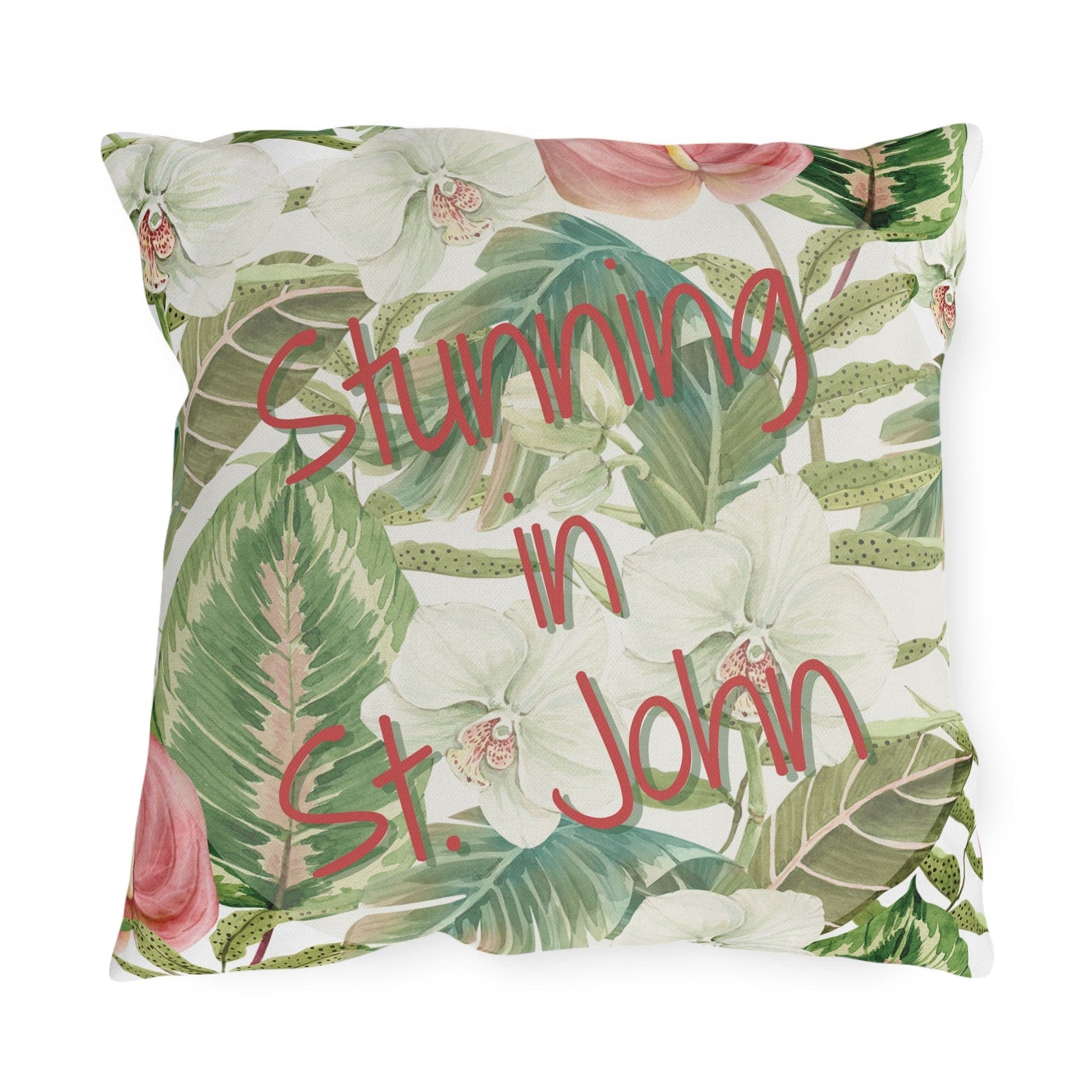 Take the 2nd Exit Florida Villages of  Outdoor Pillows (Pink Lettering) - St. John