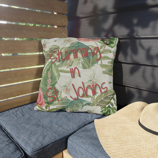 Printify Florida Villages of  Outdoor Pillows (Pink Lettering) - St. Johns