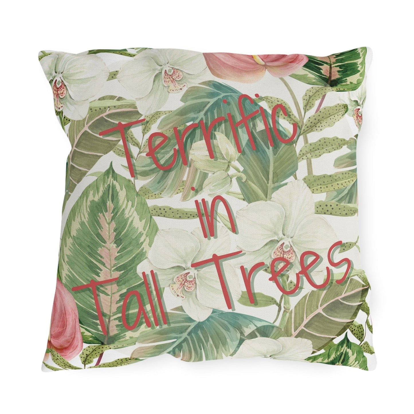 Take the 2nd Exit Florida Villages of  Outdoor Pillows (Pink Lettering) - Tall Trees