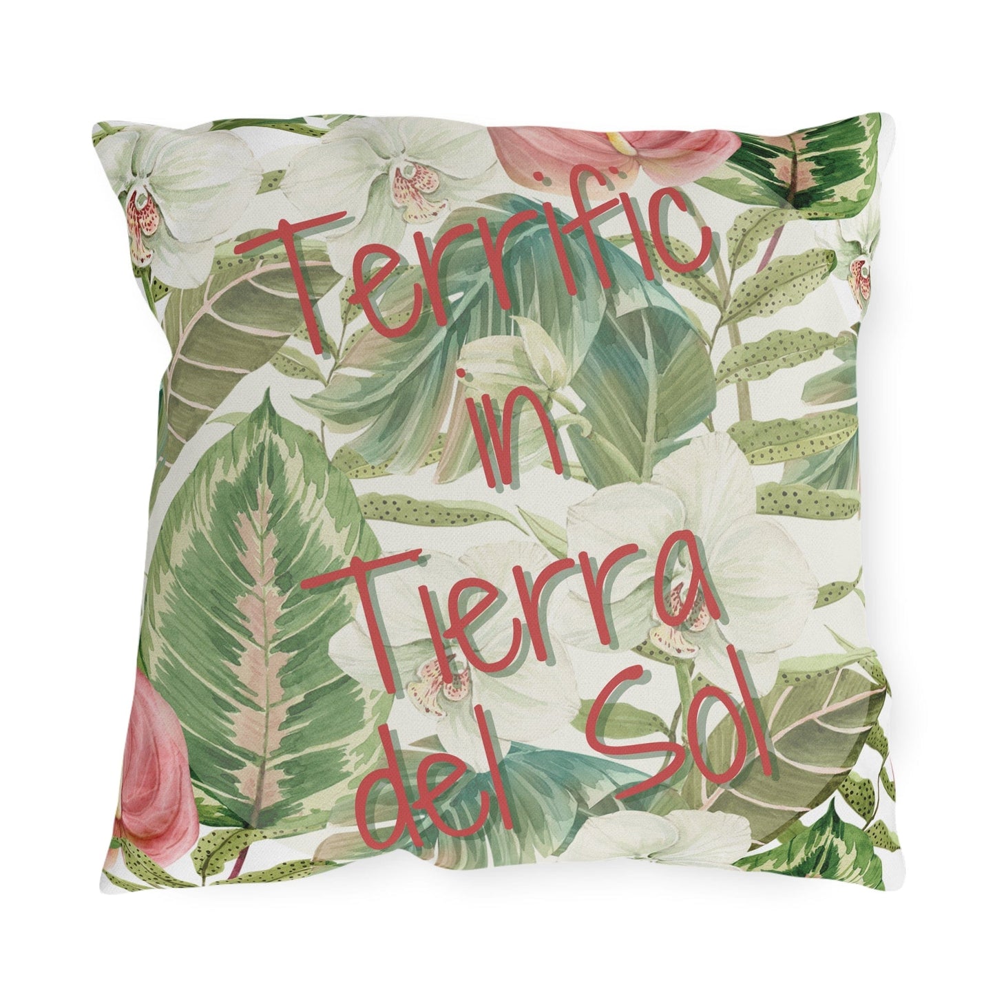 Printify Florida Villages of  Outdoor Pillows (Pink Lettering) - Tierra del Sol