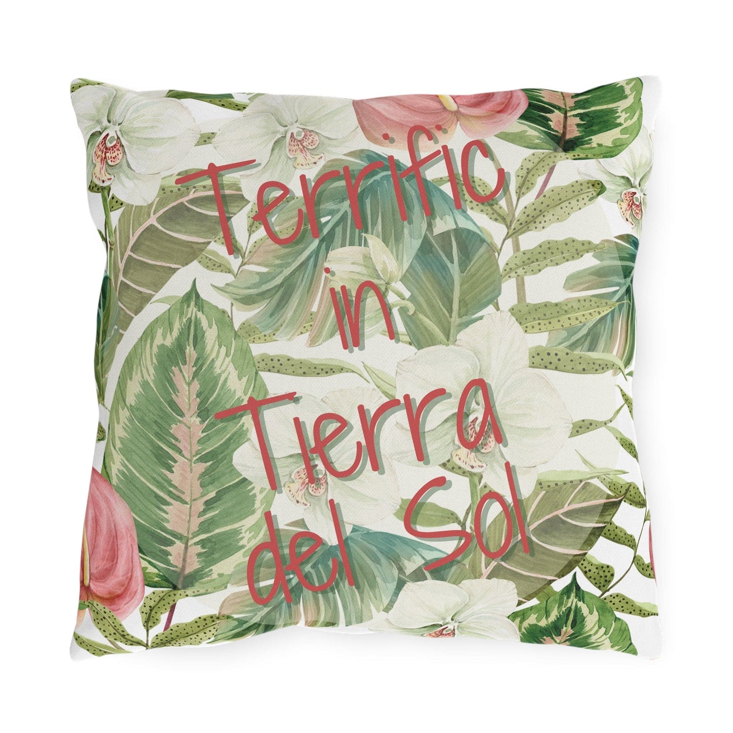 Printify Florida Villages of  Outdoor Pillows (Pink Lettering) - Tierra del Sol