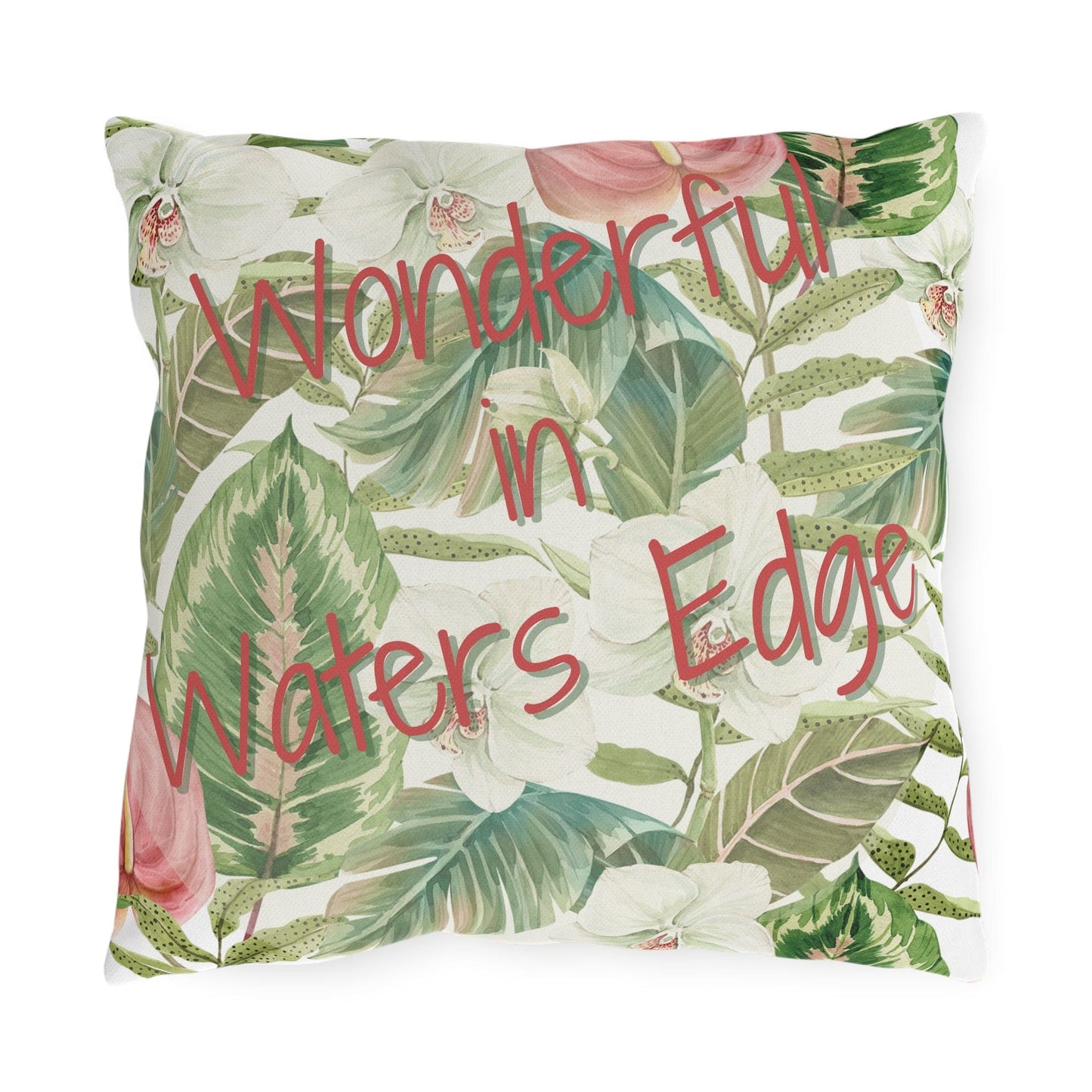 Take the 2nd Exit Florida Villages of  Outdoor Pillows (Pink Lettering) - Waters Edge