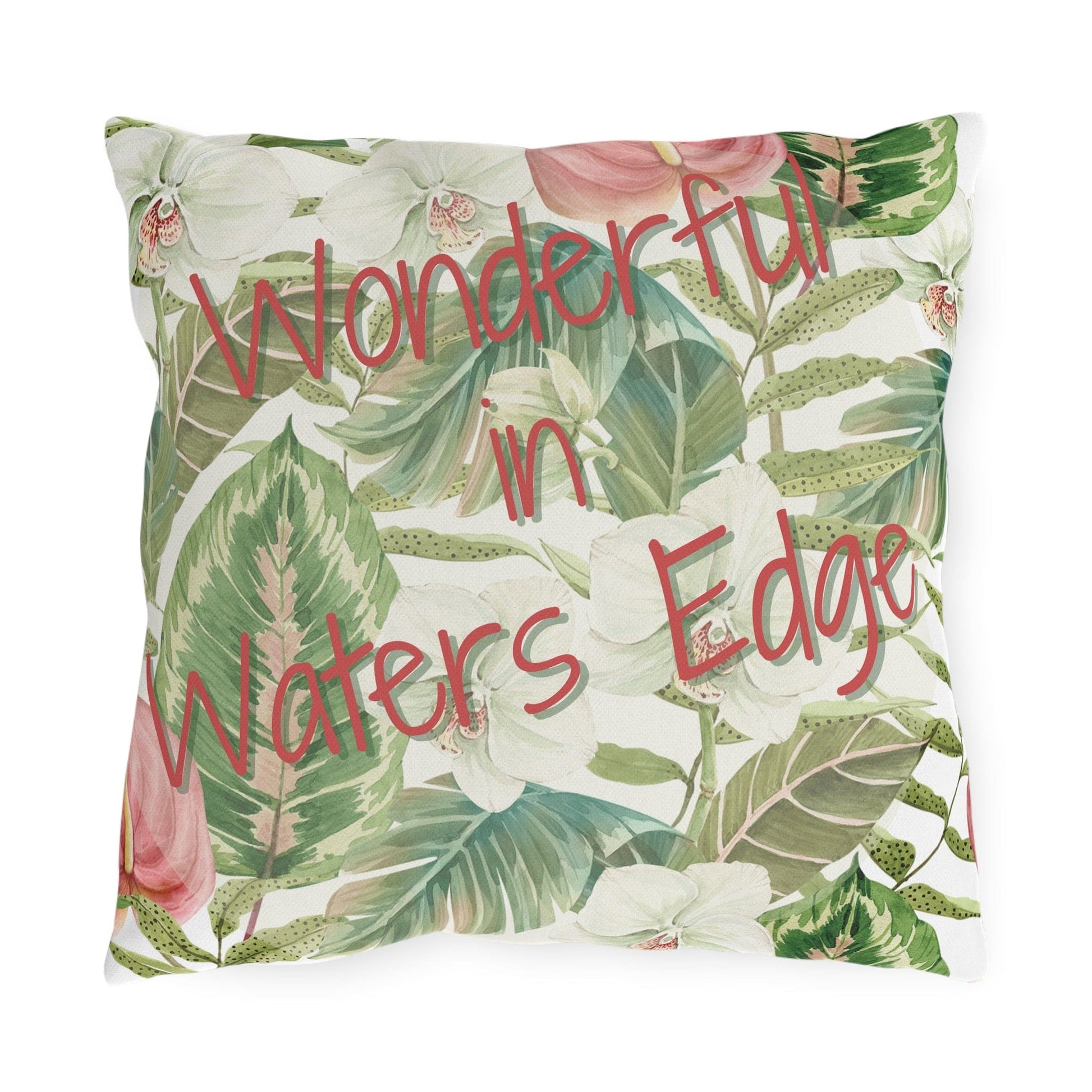 Take the 2nd Exit Florida Villages of  Outdoor Pillows (Pink Lettering) - Waters Edge