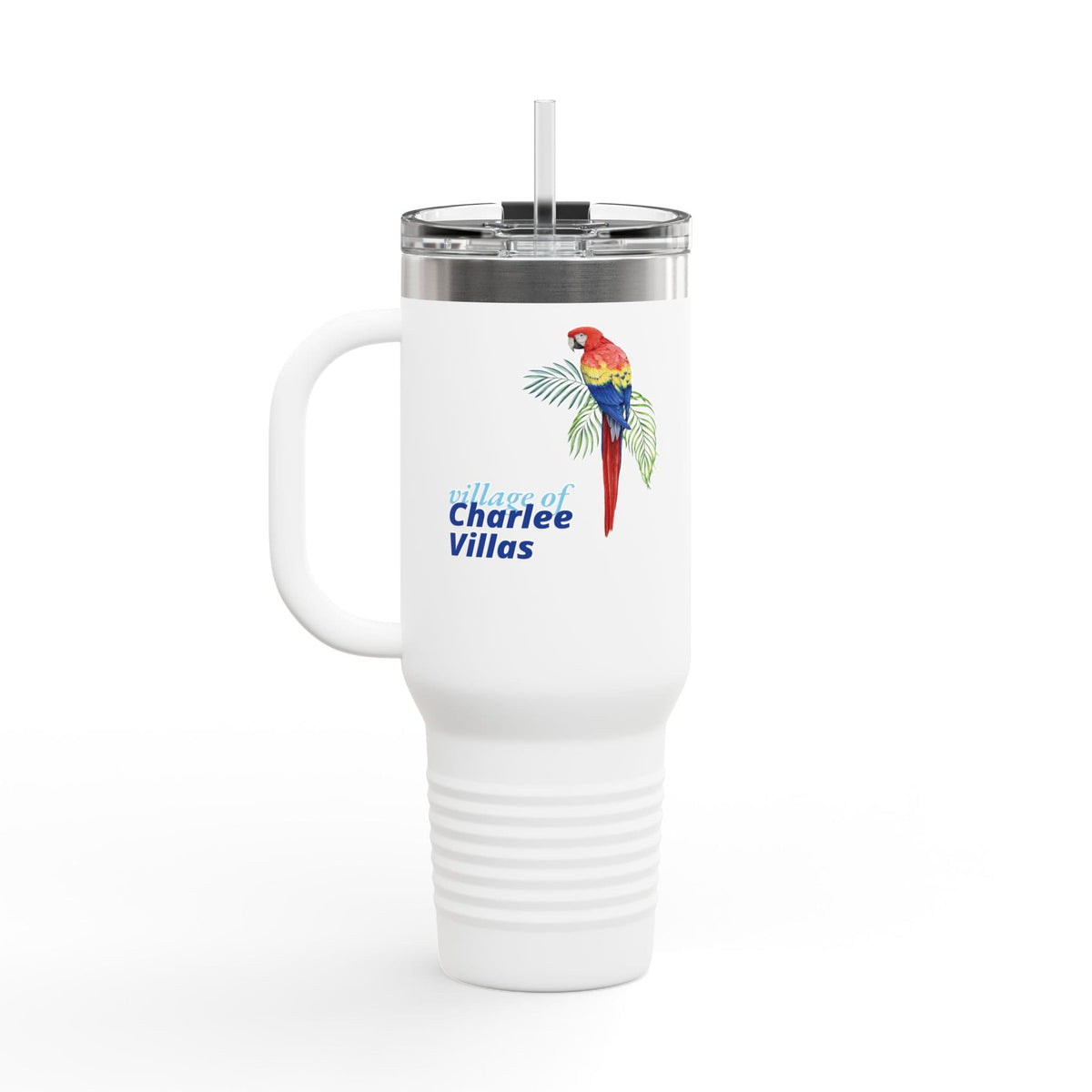 Printify Florida Villages of  Parrot Design Insulated Travel Mug 40oz - Charlee Villas
